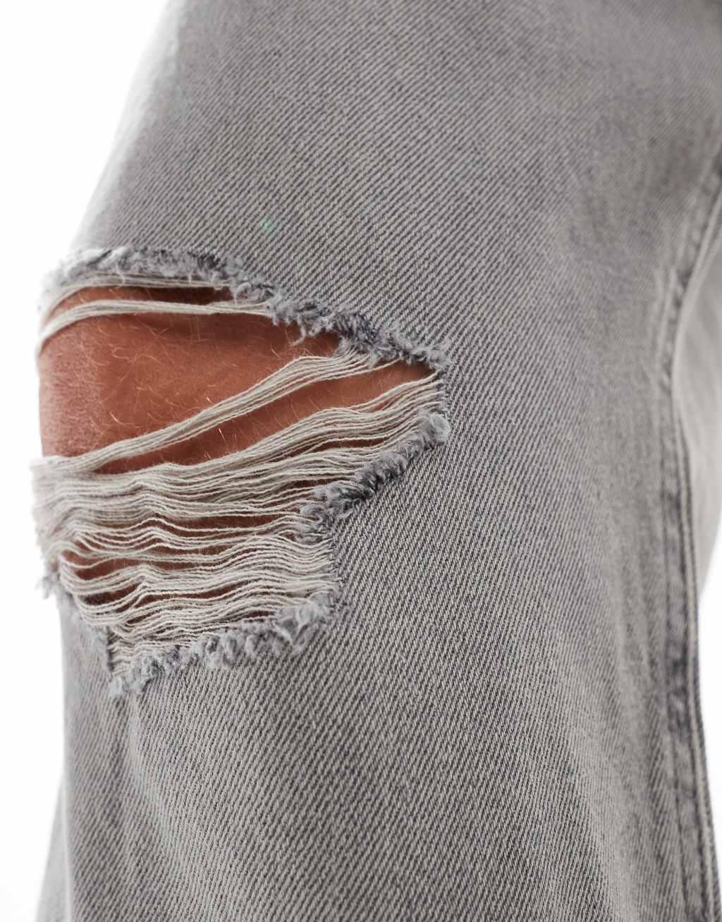 Jack & Jones alex baggy jean with knee breaks in gray wash Product Image