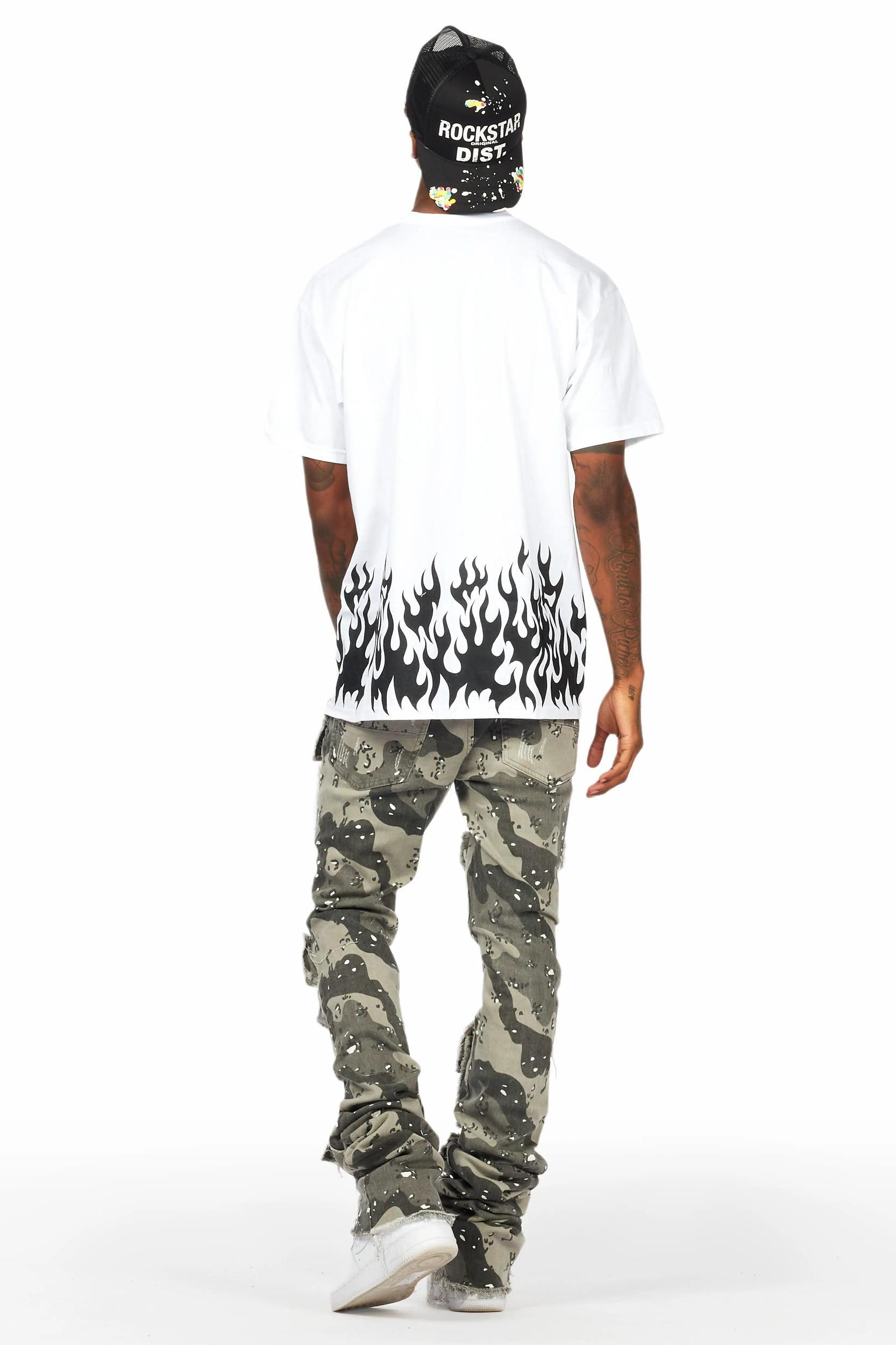 Petrus Grey Camo Super Stacked Flare Jean Male Product Image