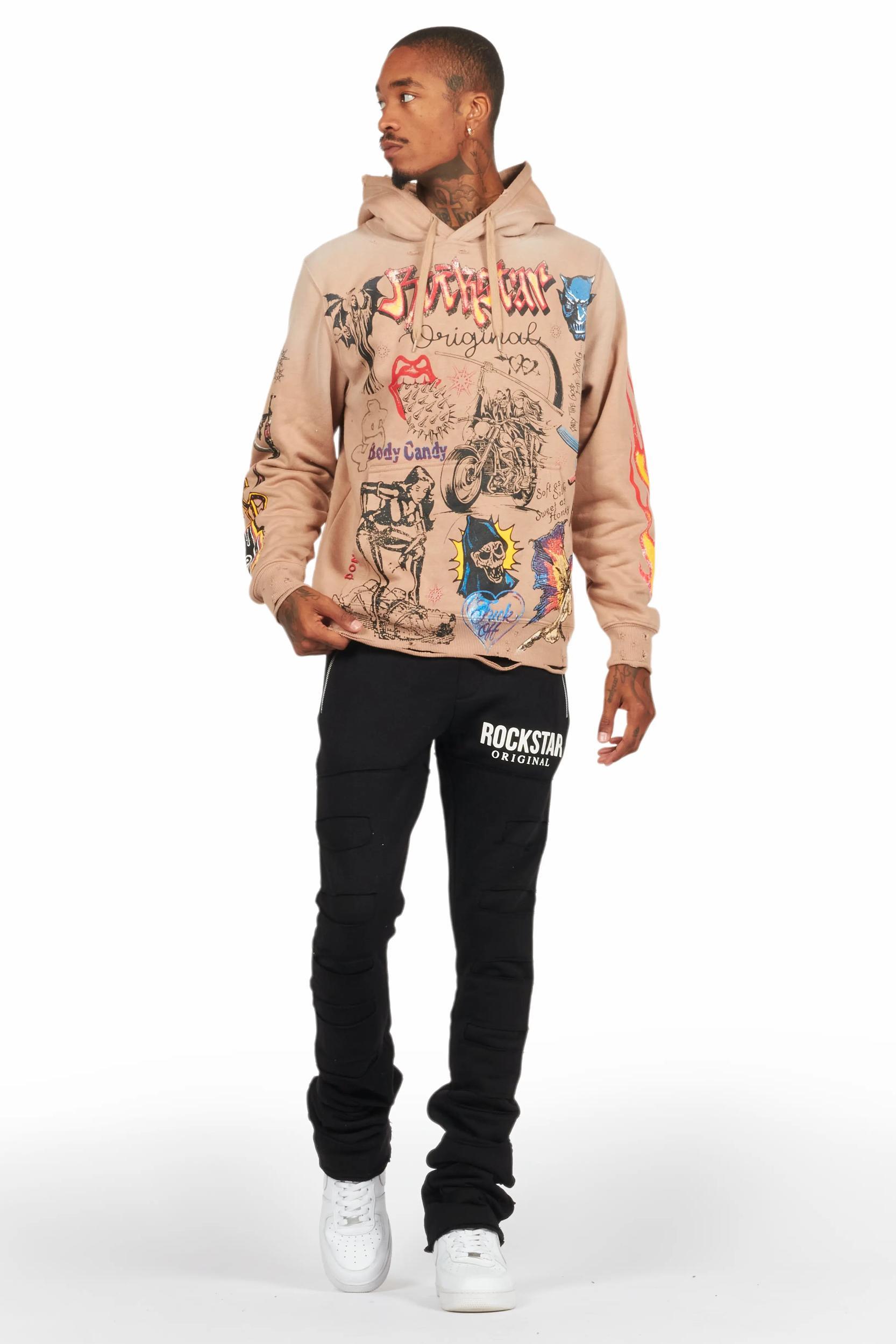 Emilio Black Stacked Flare Track Pant Male Product Image