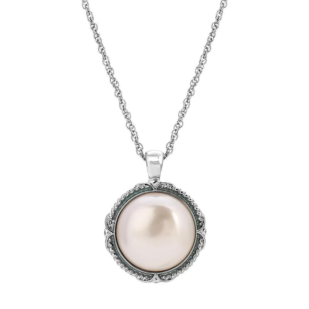 1928 Round Stone Pendant Necklace, Womens, White Product Image