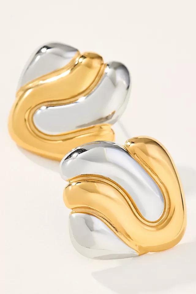 Wavy Mixed Metal Post Earrings Product Image