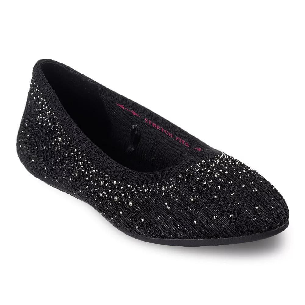 Skechers Cleo® 2.0 Glitzy Daze Women's Flats, Size: 9.5, Black Product Image