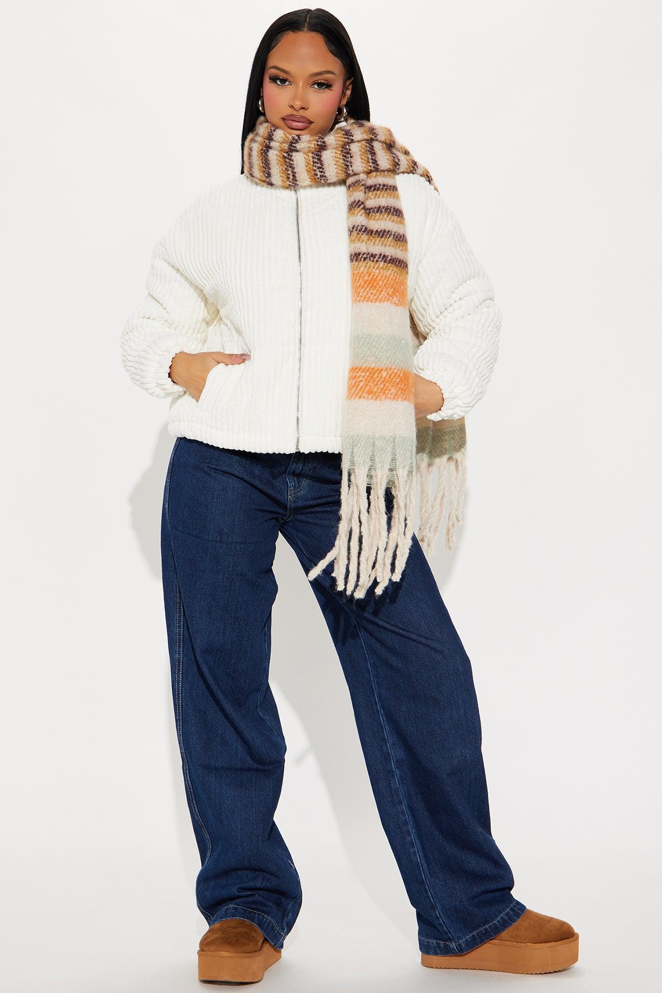 Mara Corduroy Puffer Jacket - Ivory Product Image