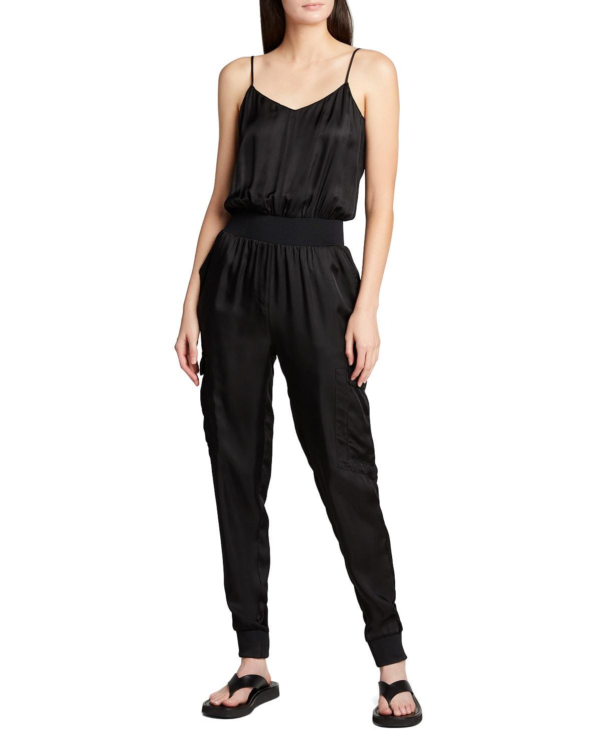 Cinq a Sept Amia Satin V-Neck Jumpsuit Product Image