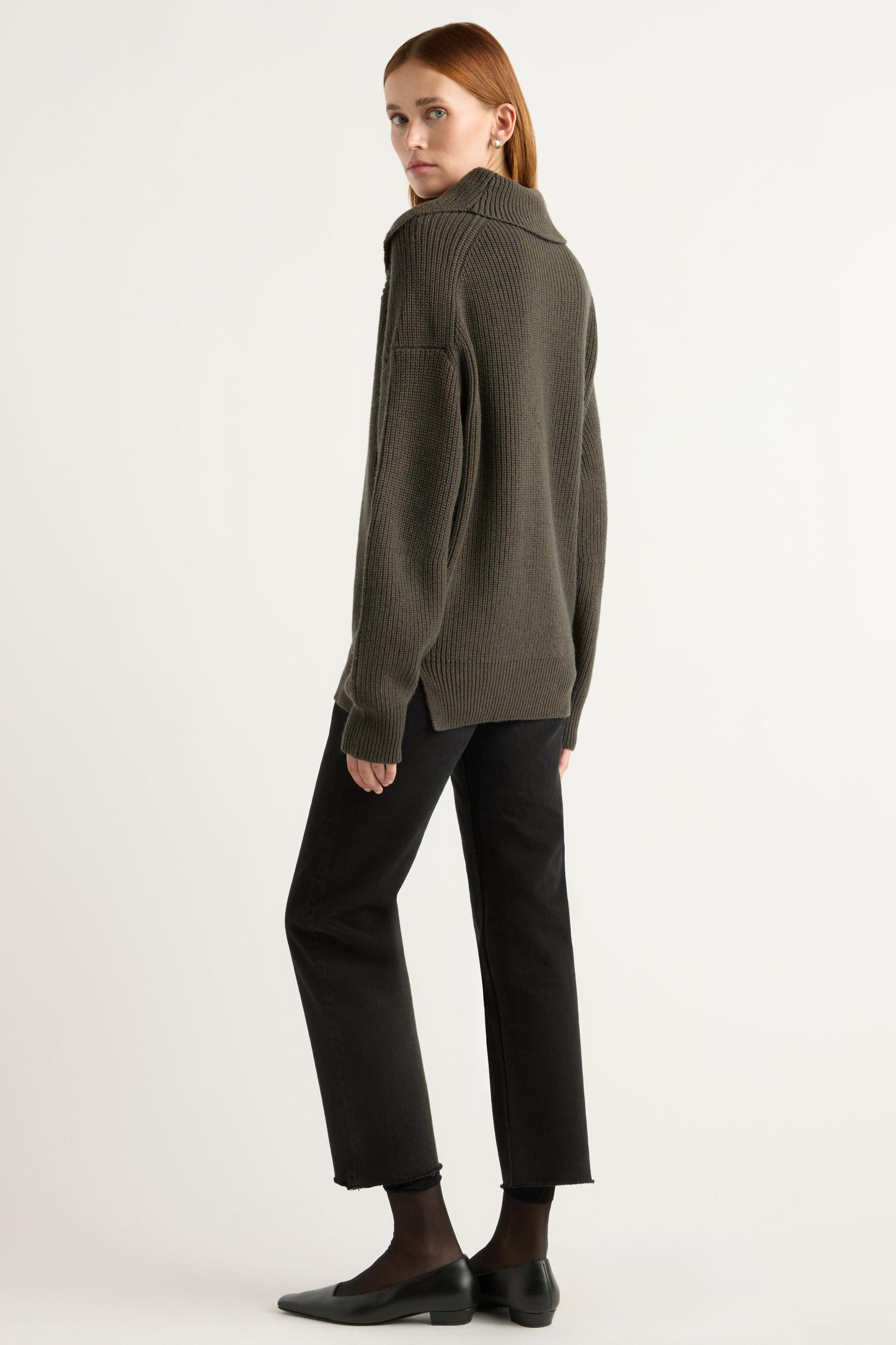 Ezra Organic Cotton-Wool Foldover-Collar Sweater Product Image