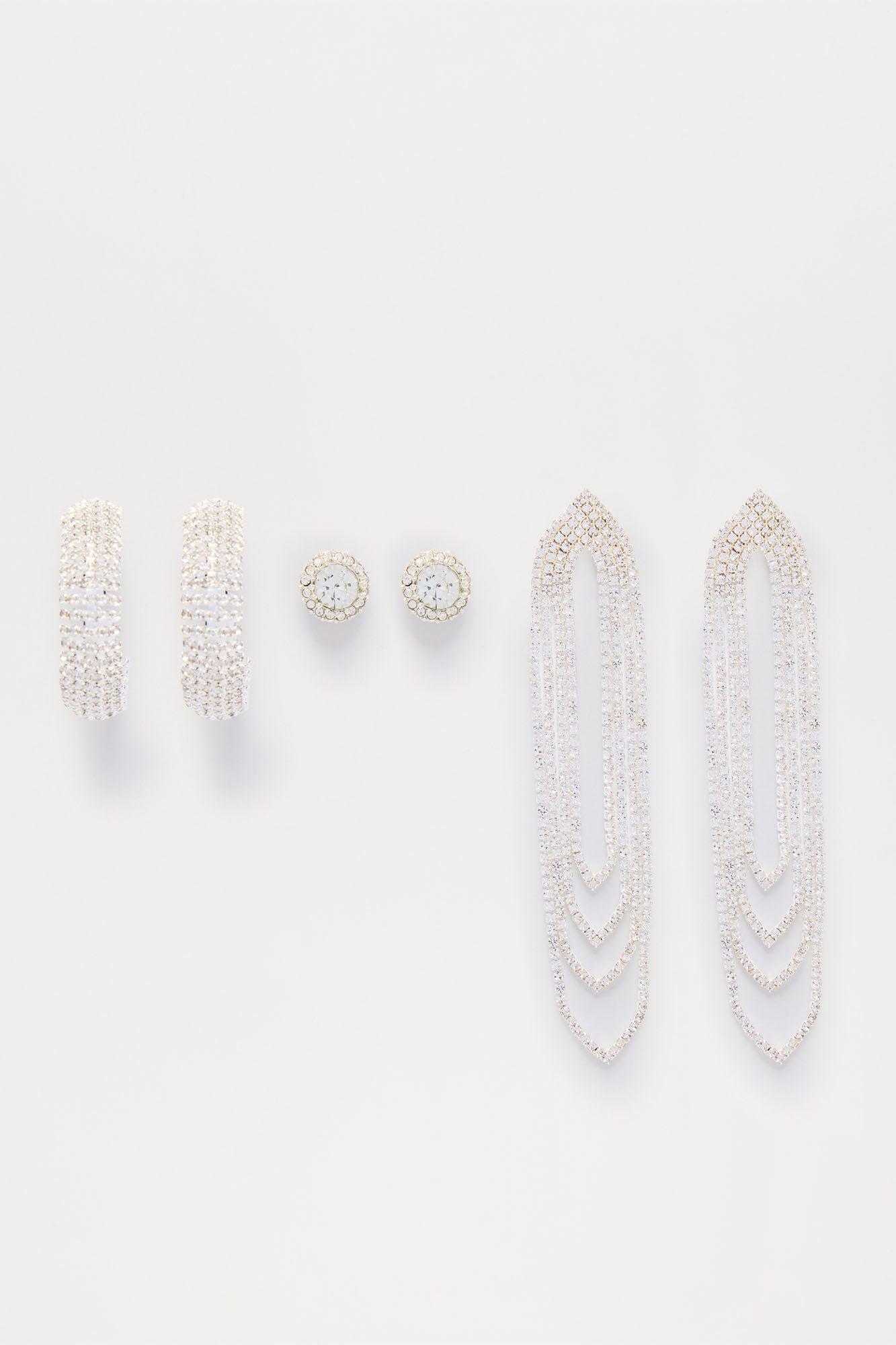 Sparkle Like You Mean It 3 Piece Earring Set - Silver Product Image