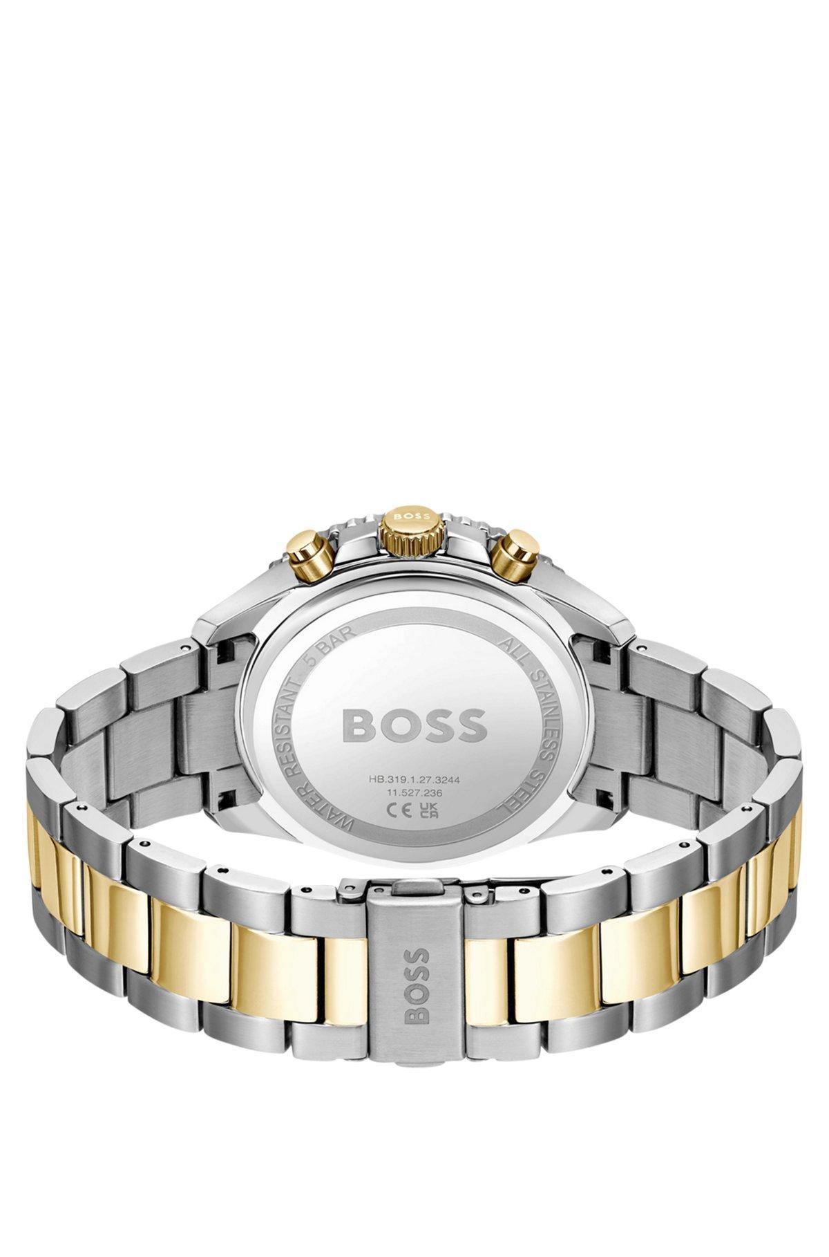 Two-tone link-bracelet chronograph watch with gray dial Product Image