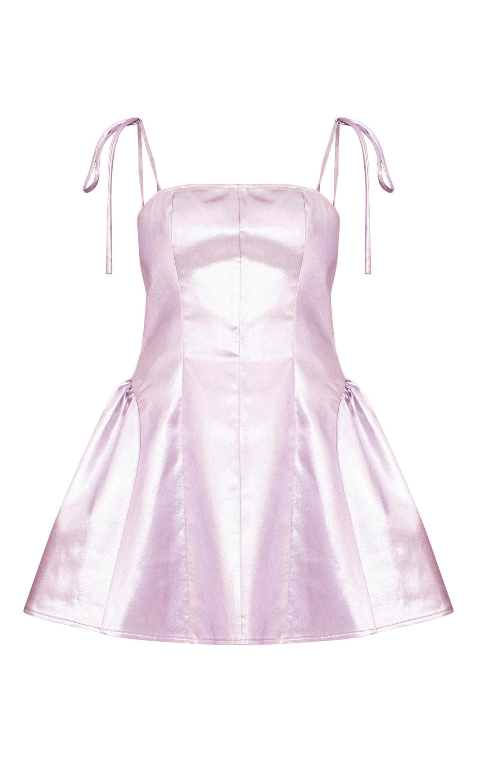 Pink Metallic Mini Skater Dress Product Image