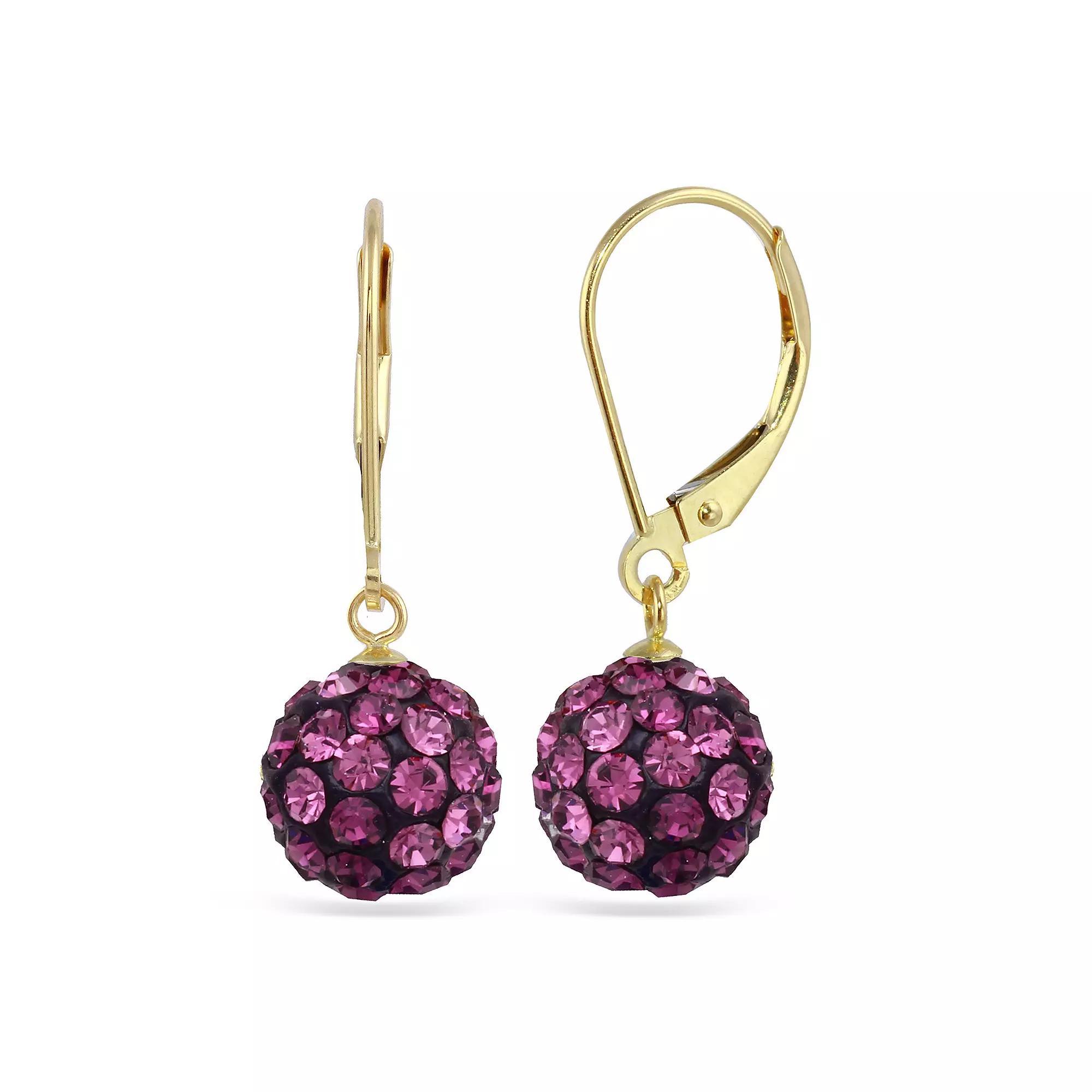 14k Crystal Fireball Drop Earrings, Women's, Purple Product Image