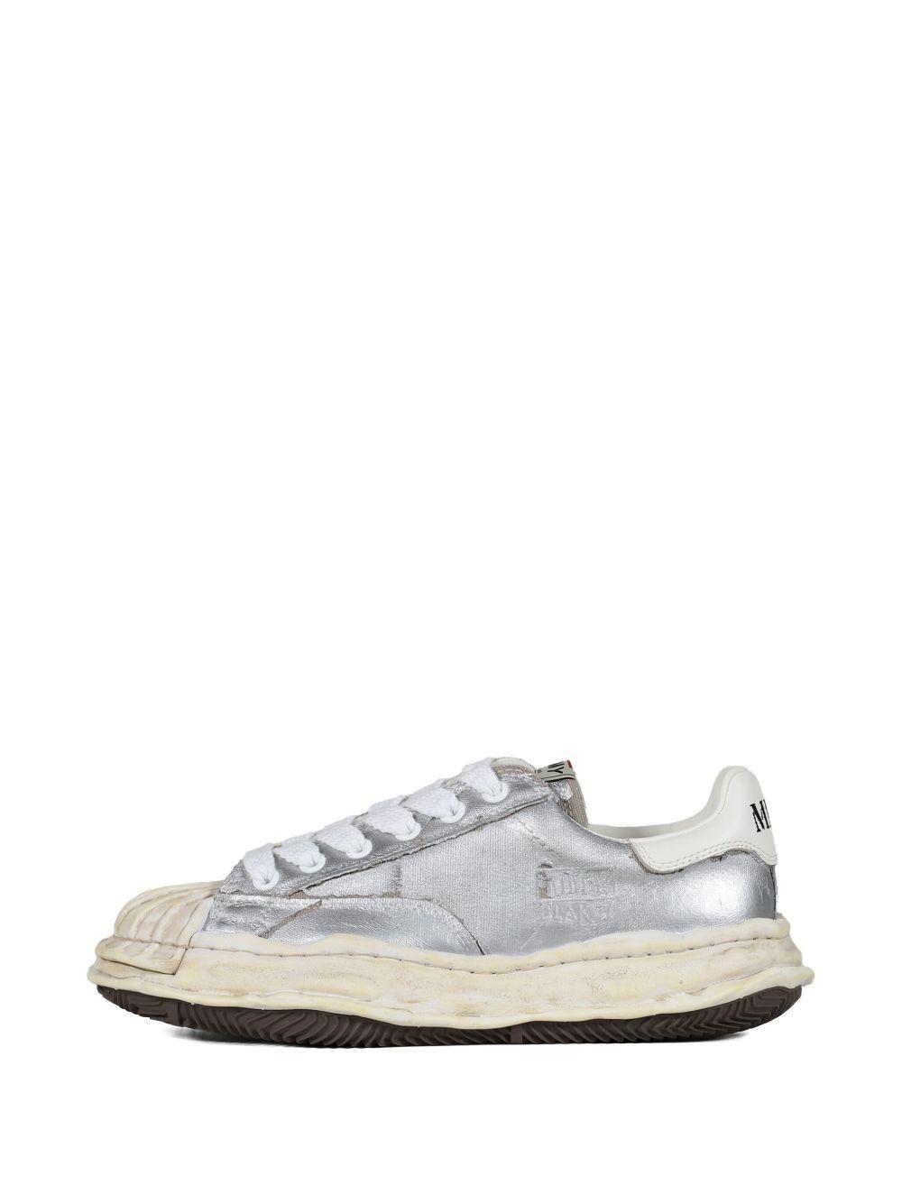 Blakey distressed-leather lace-up sneakers Product Image