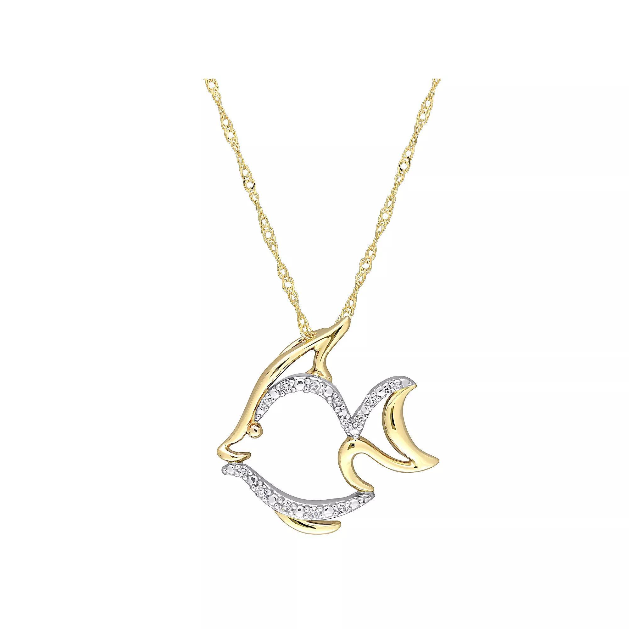 Stella Grace 10k Gold Diamond Accent Fish Pendant, Women's, Size: 17", 10k Two Tone Product Image