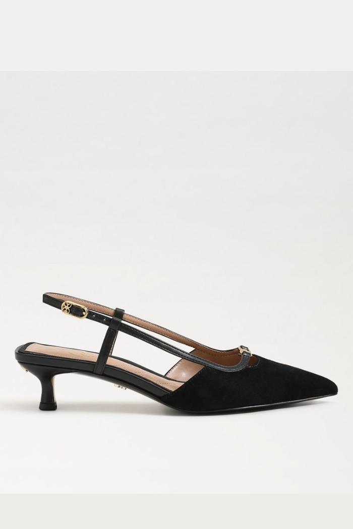 Toni Slingback Kitten Heel-Black Suede Product Image