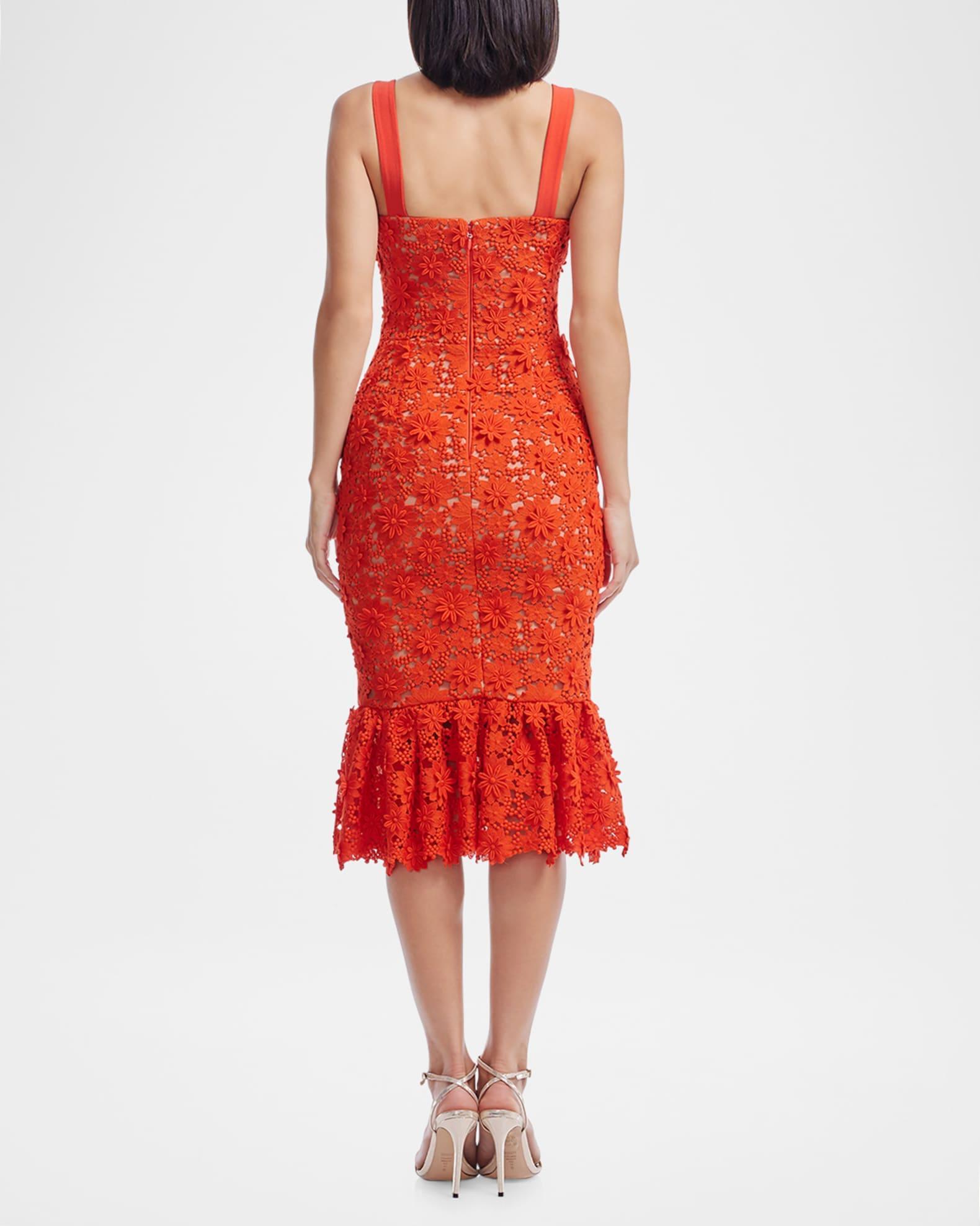Desiree Floral Lace Flounce Mermaid Midi Dress Product Image