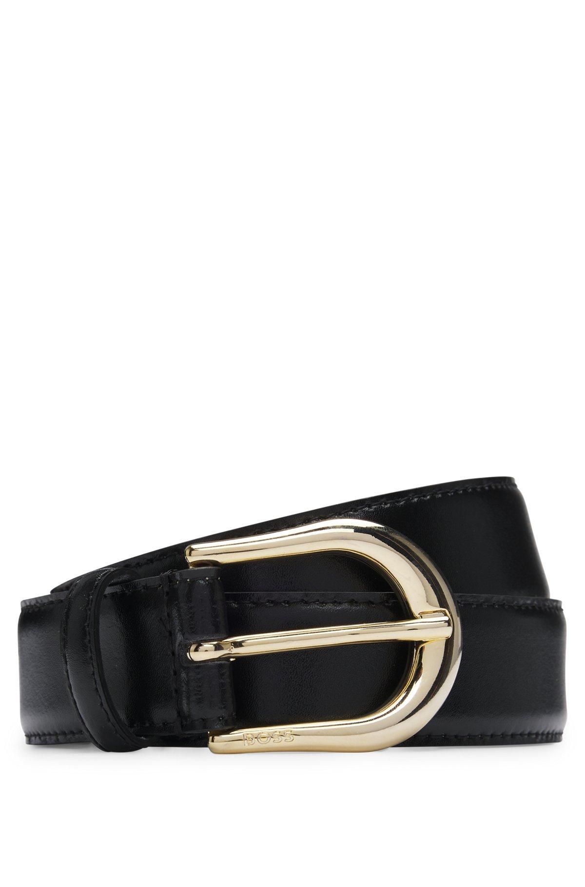 Italian-leather belt with logo buckle Product Image