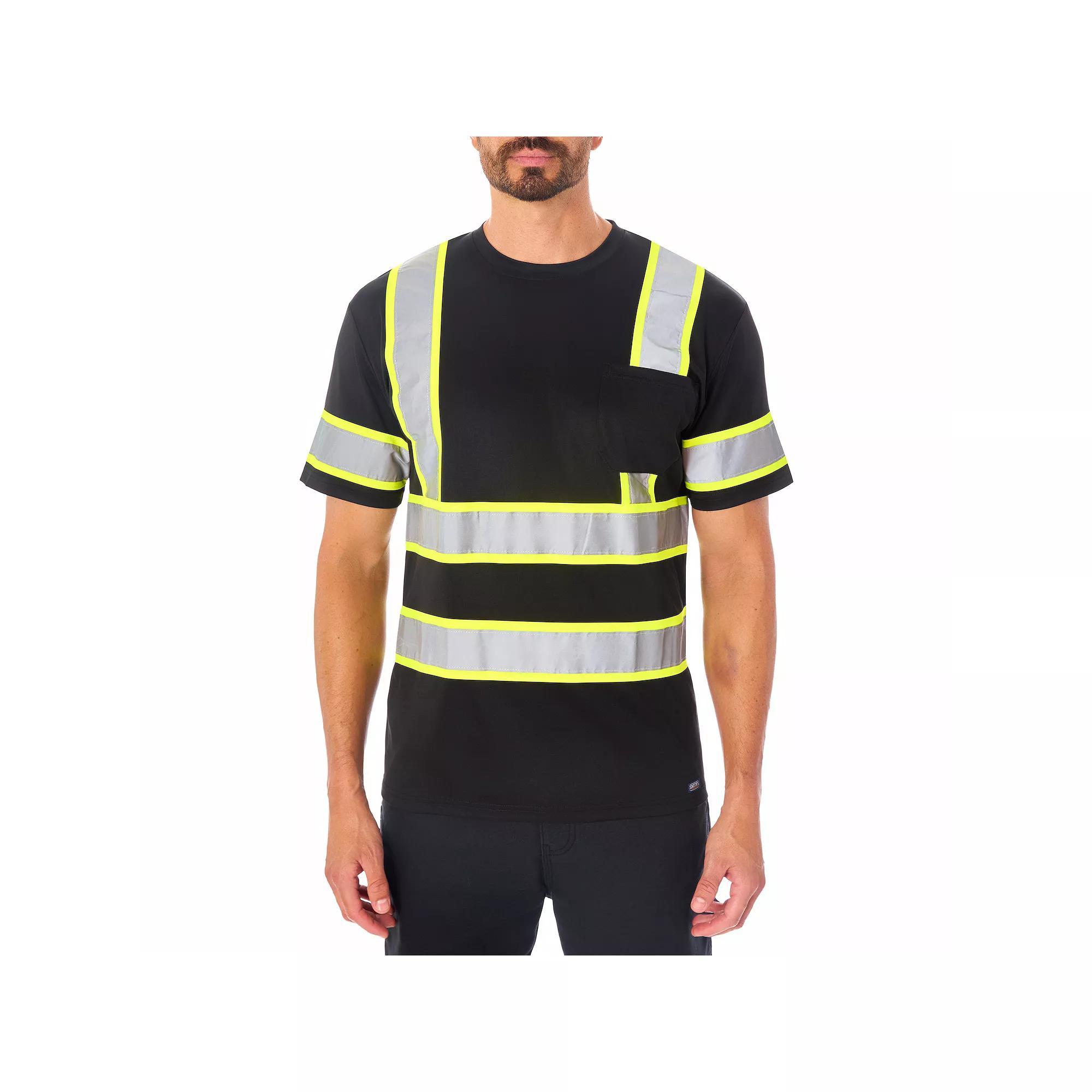 Men's Smith's Workwear Short Sleeve High-Visibility Reflective Safety Tee, Size: Large, Black Product Image