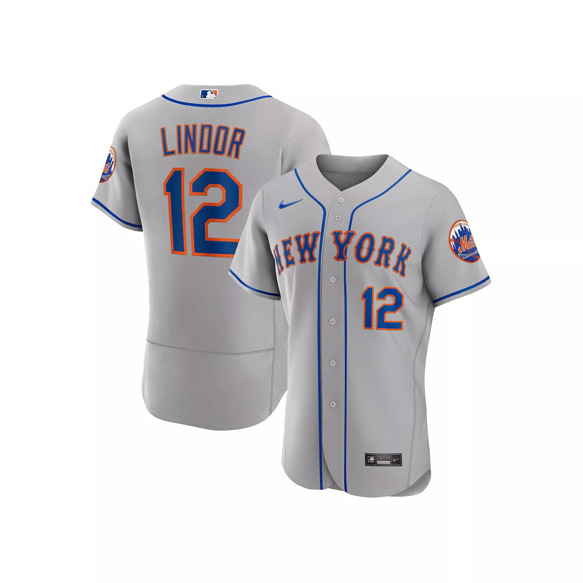 Men's Nike Francisco Lindor Gray New York Mets Road Authentic Player Jersey, Size: 48, Grey Product Image