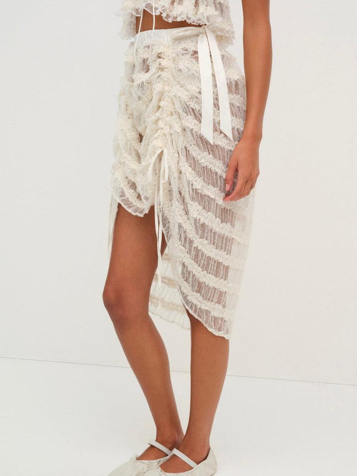Romy Midi Slip Skirt — Ivory Product Image
