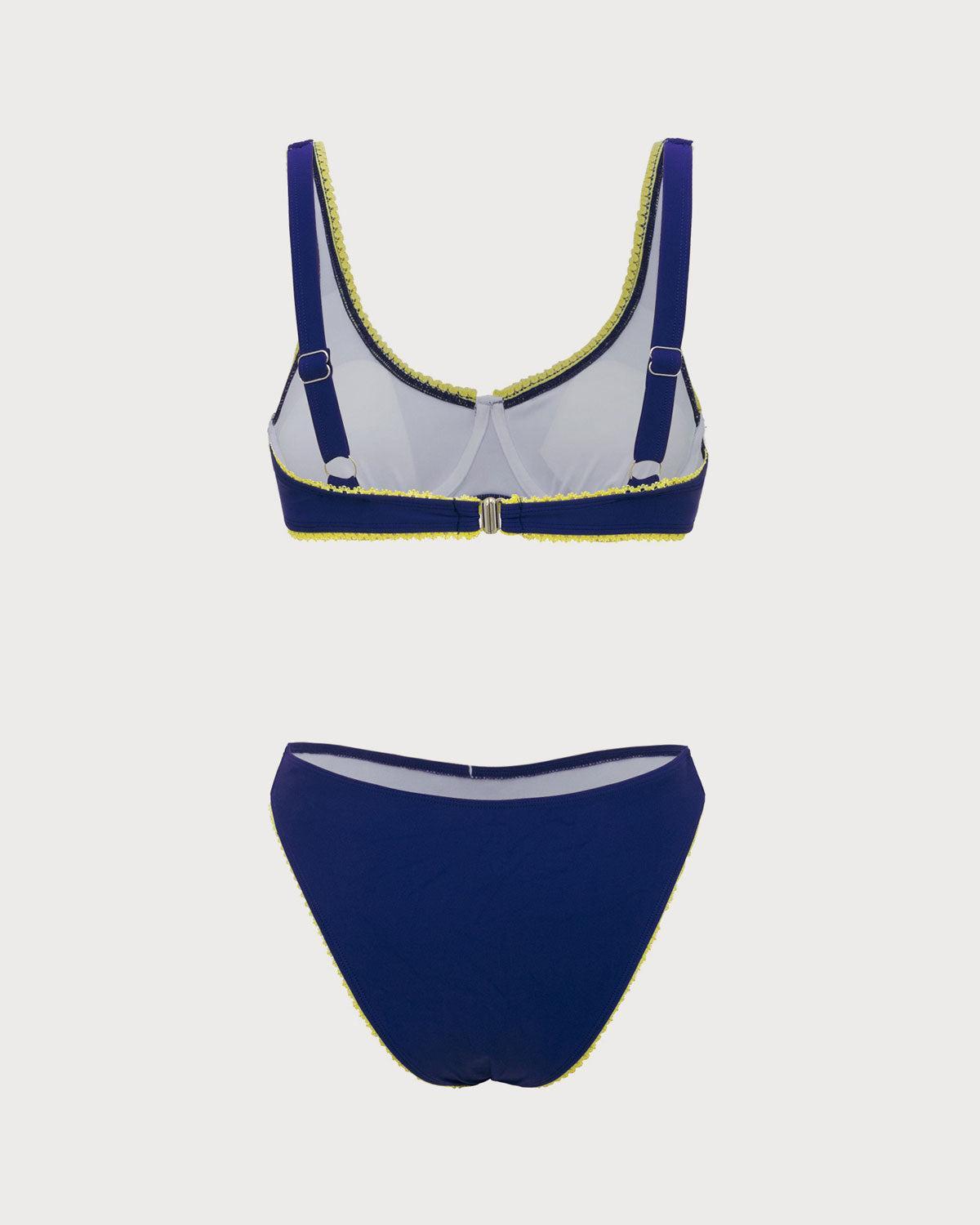 Blue Lace Contrasting Underwire Bikini Set Product Image