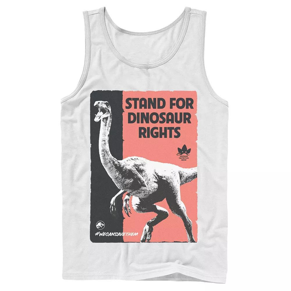 Men's Jurassic World Stand For Dinosaurs Poster Tank Top, Size: Small, Grey Product Image