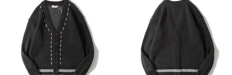 Contrast Stitching Button-Up Cardigan Product Image