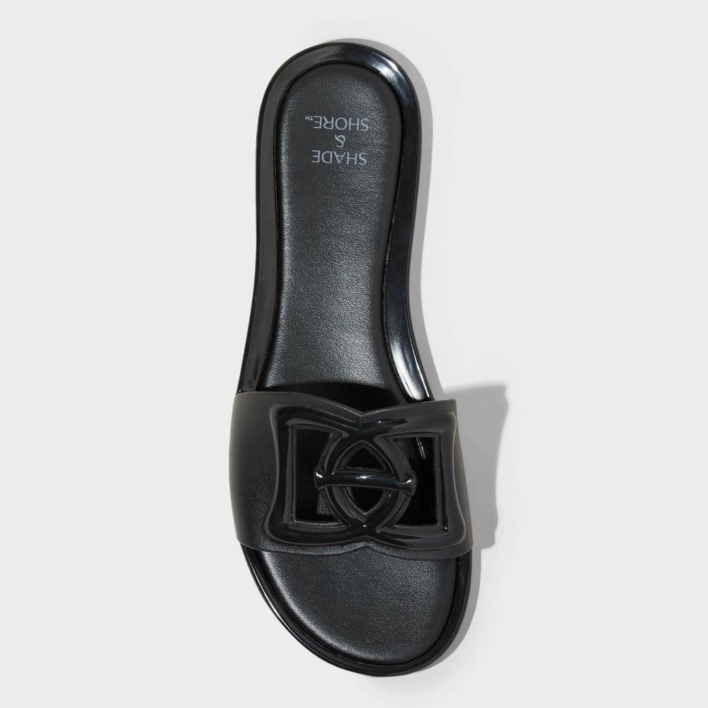 Women's Dove Cut Out Slide Sandals - Shade & Shore™ Black 8: Slip On, Open Toe, Textured Sole Product Image