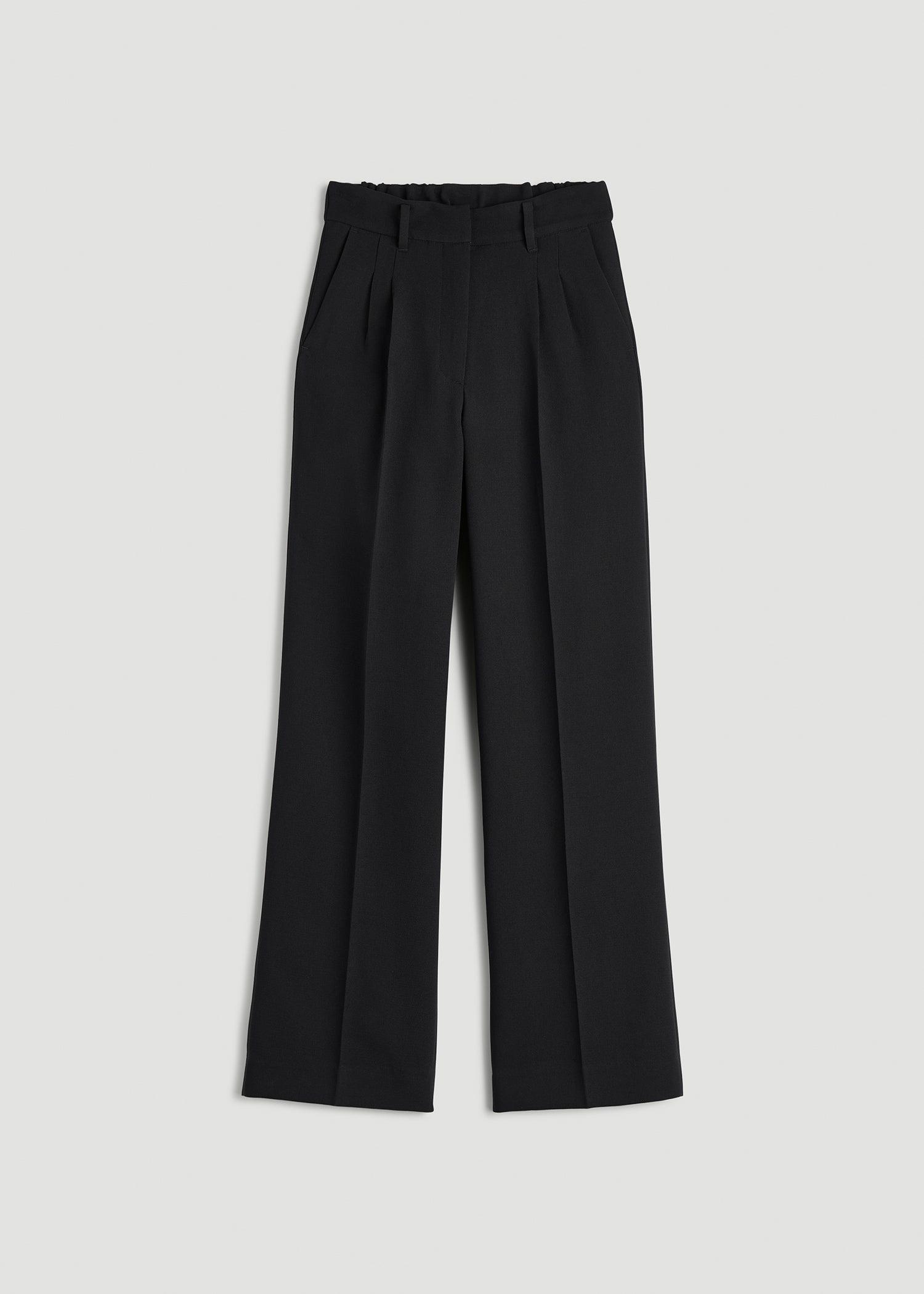 Wide Leg Pleated Dress Pants 2.0 for Tall Women in Black Product Image