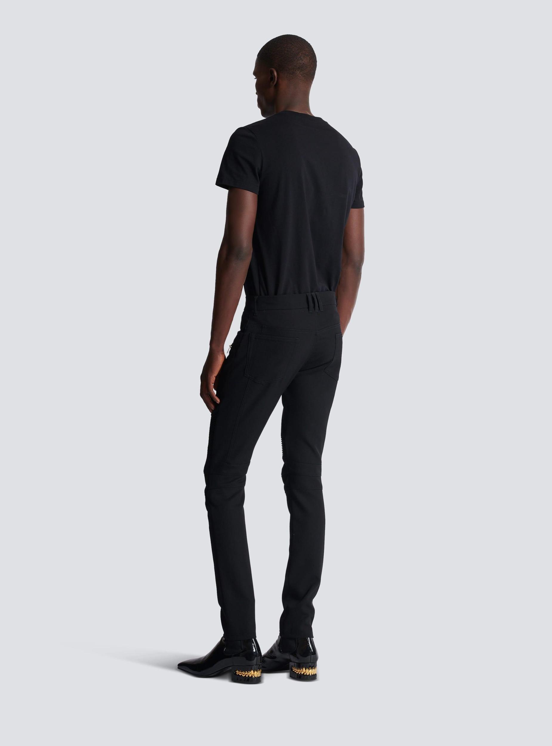 Tailored biker trousers in stretch grain de poudre Product Image
