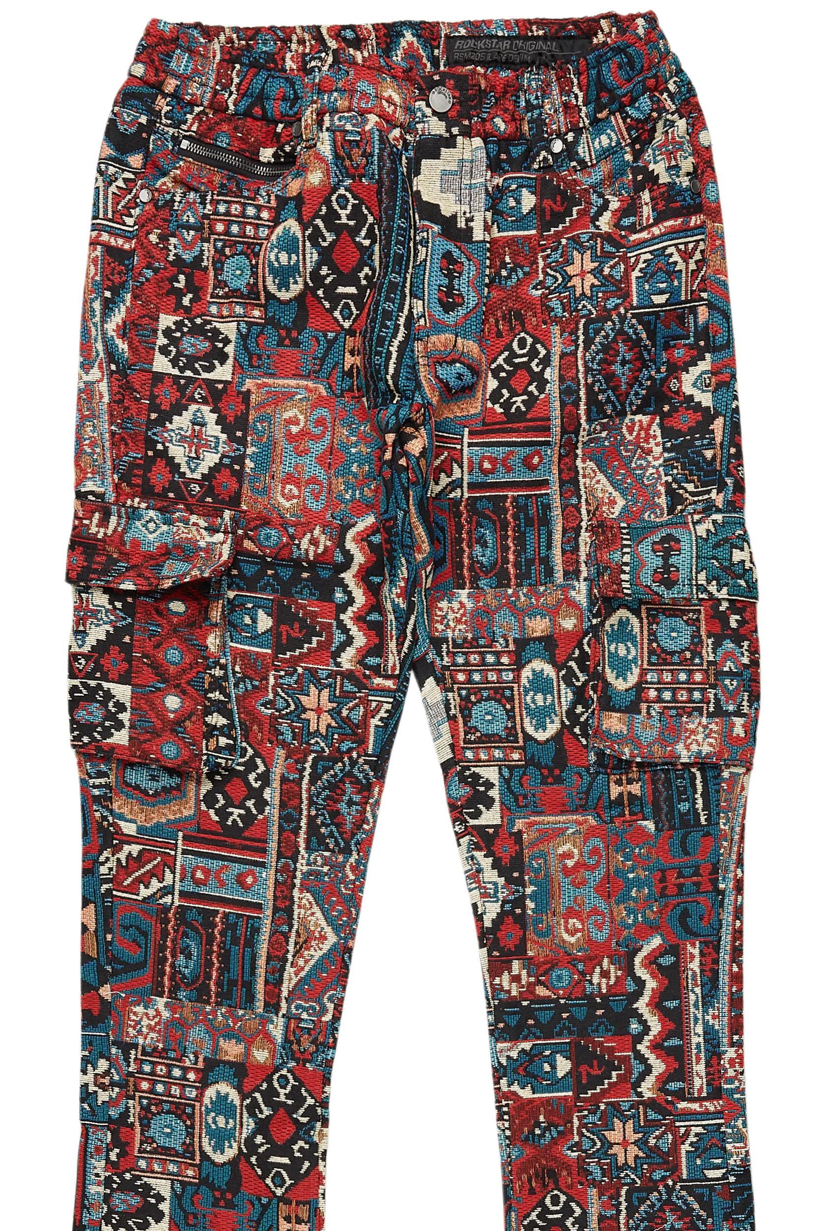 Nard Red Multi Tapestry Stacked Flare Jean Male Product Image