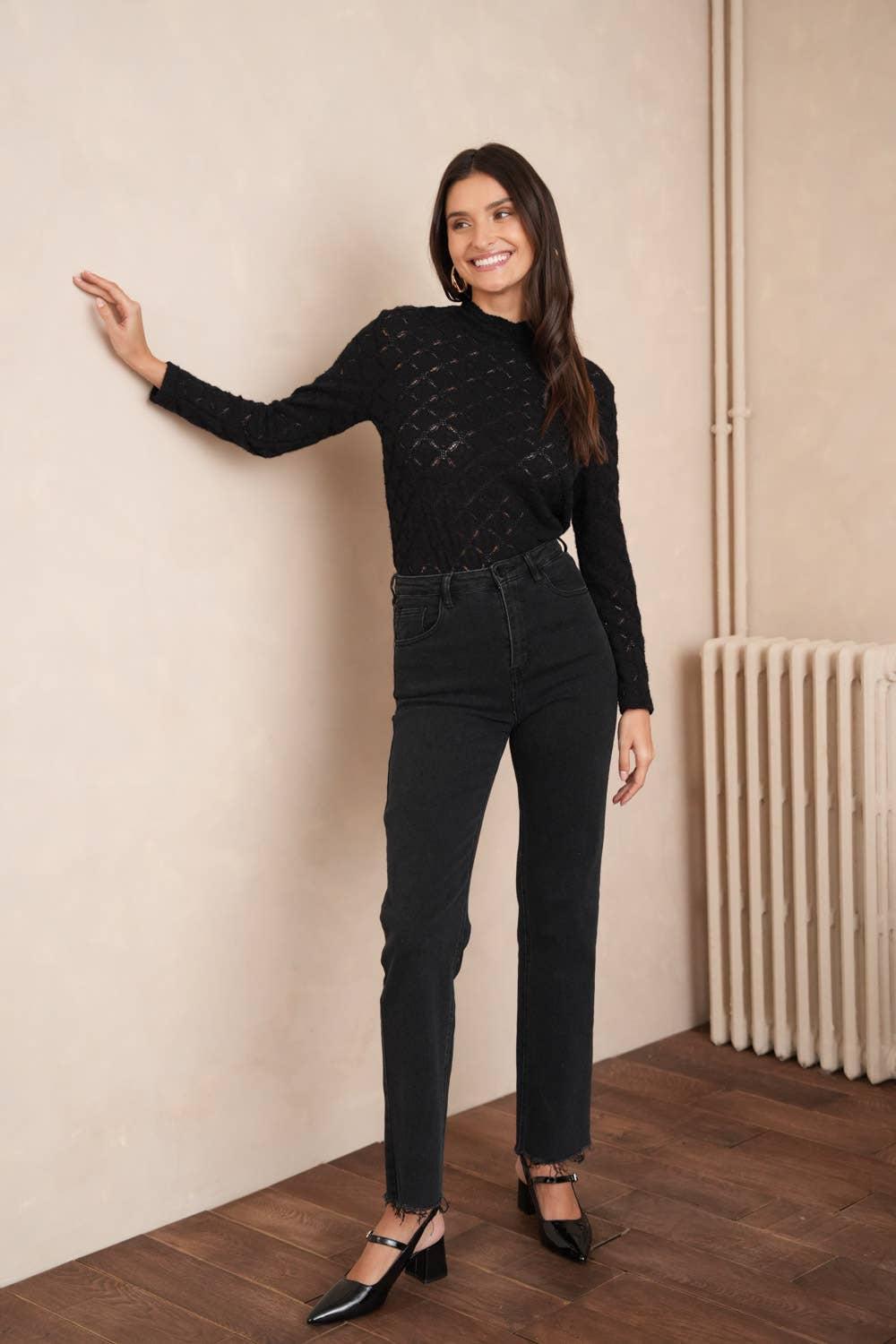 Openwork Pullover -Black Product Image