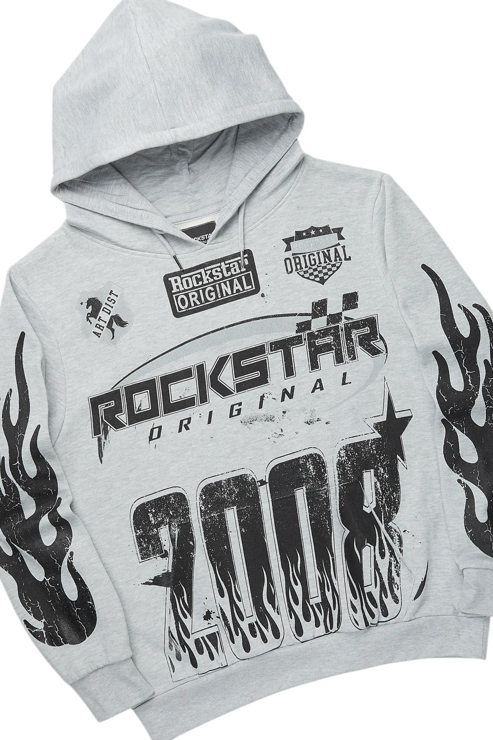 Amos Heather Grey Hoodie/Baggy Track Pant Set Male Product Image