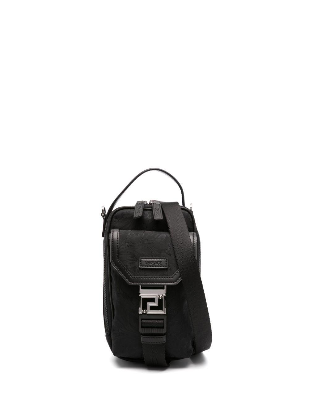 VERSACE Barocco Jacquard Shoulder Bag In Black Product Image