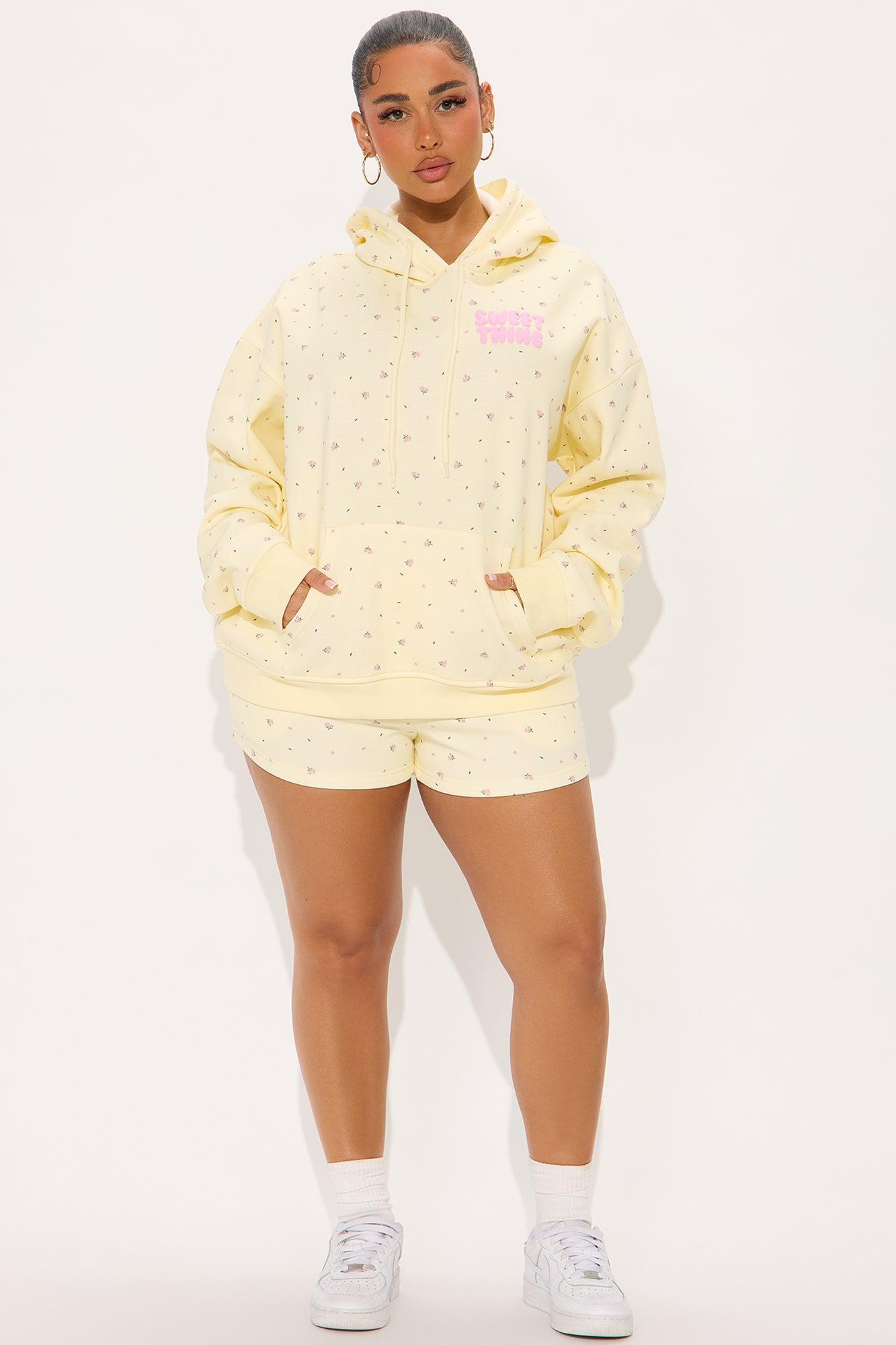 Happy Life  Ditsy Floral Sweatshort Set - Cream/combo Product Image