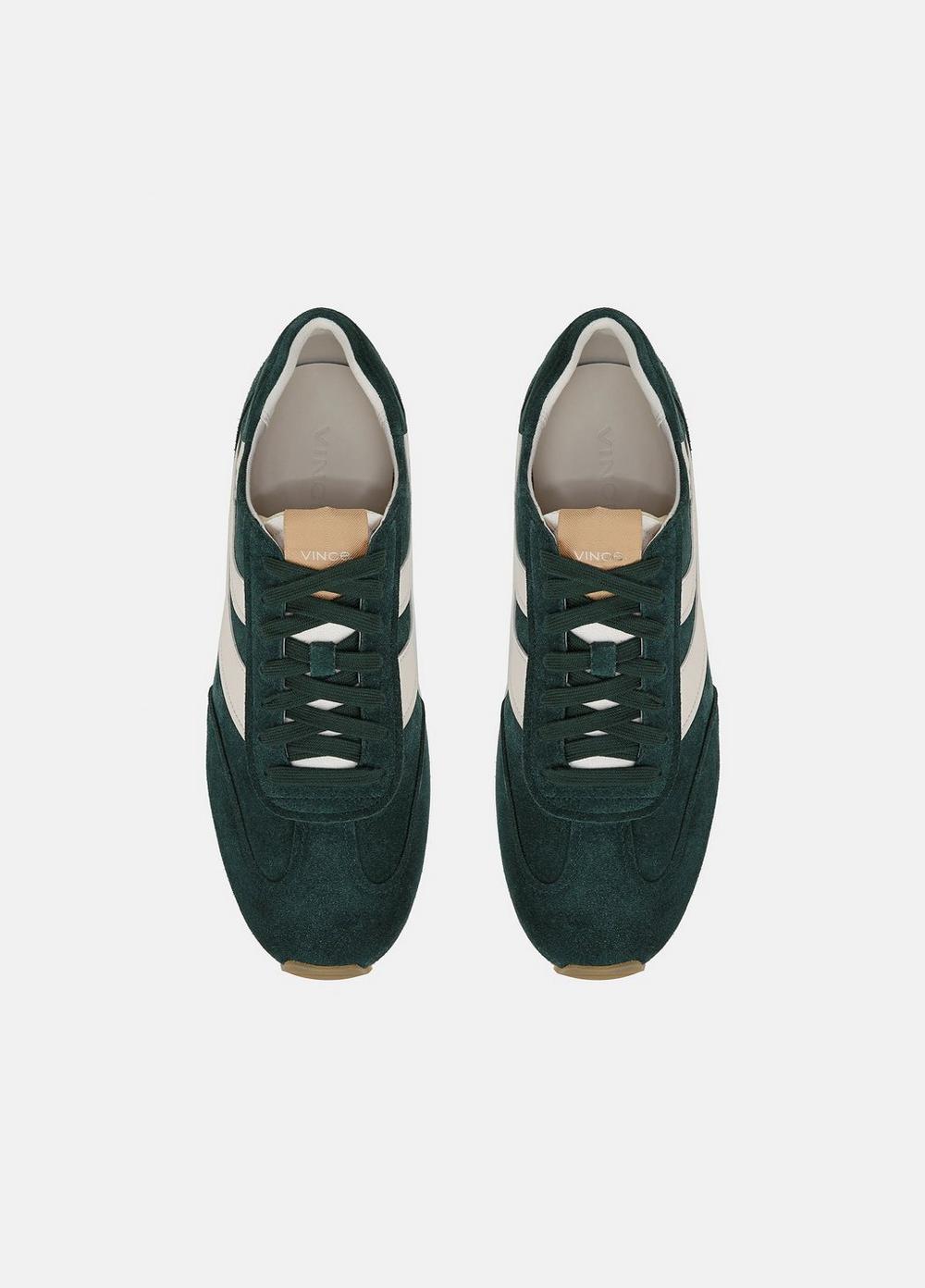Mens Oasis Suede & Leather Runner Sneaker, Evergreen/pebble White, Size 9 Vince Product Image