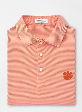 Peter Millar Mens Clemson Jubilee Stripe Performance Polo | Color: Orange | Size: XXL Product Image