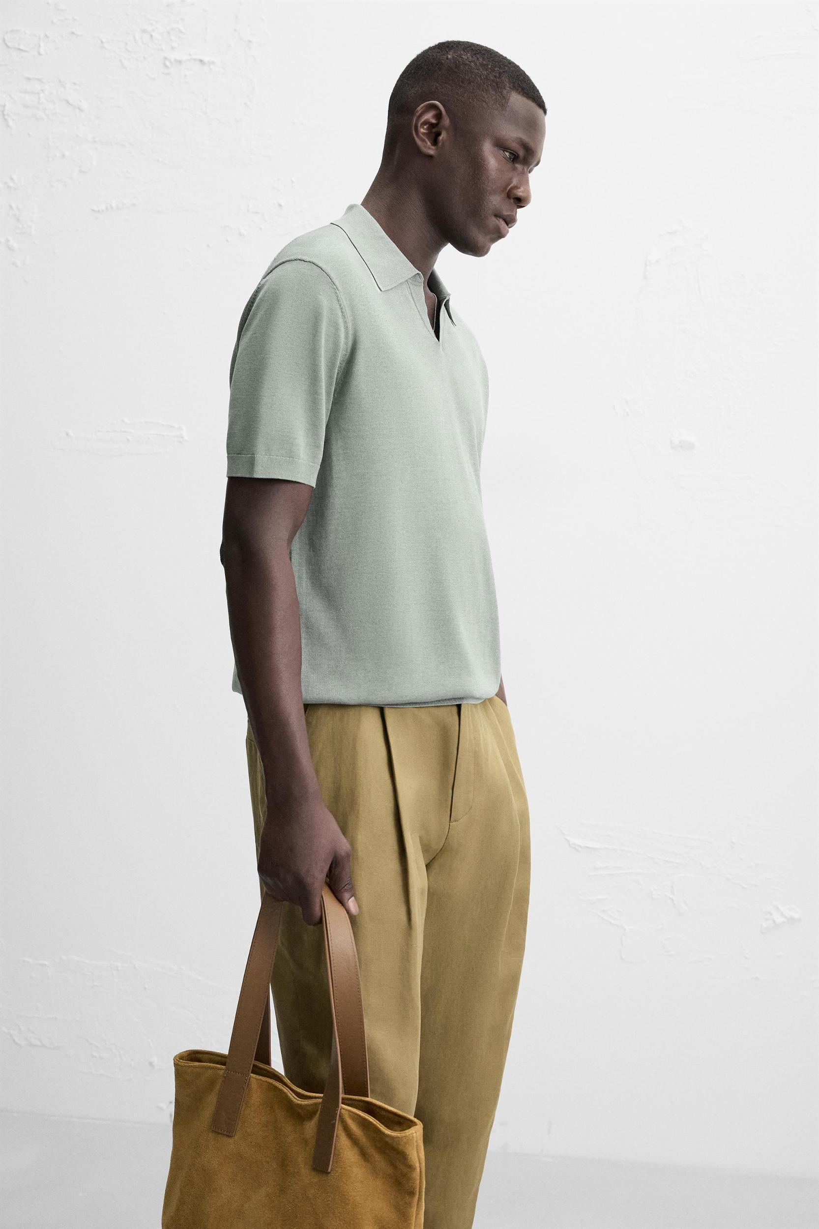 COTTON-SILK KNIT POLO SHIRT Product Image