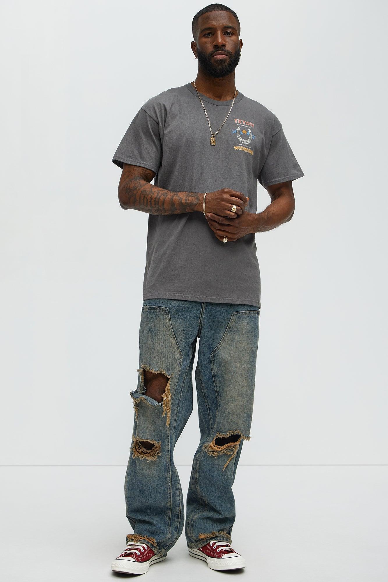 Teton Mountain Range Short Sleeve Tee - Charcoal Male Product Image