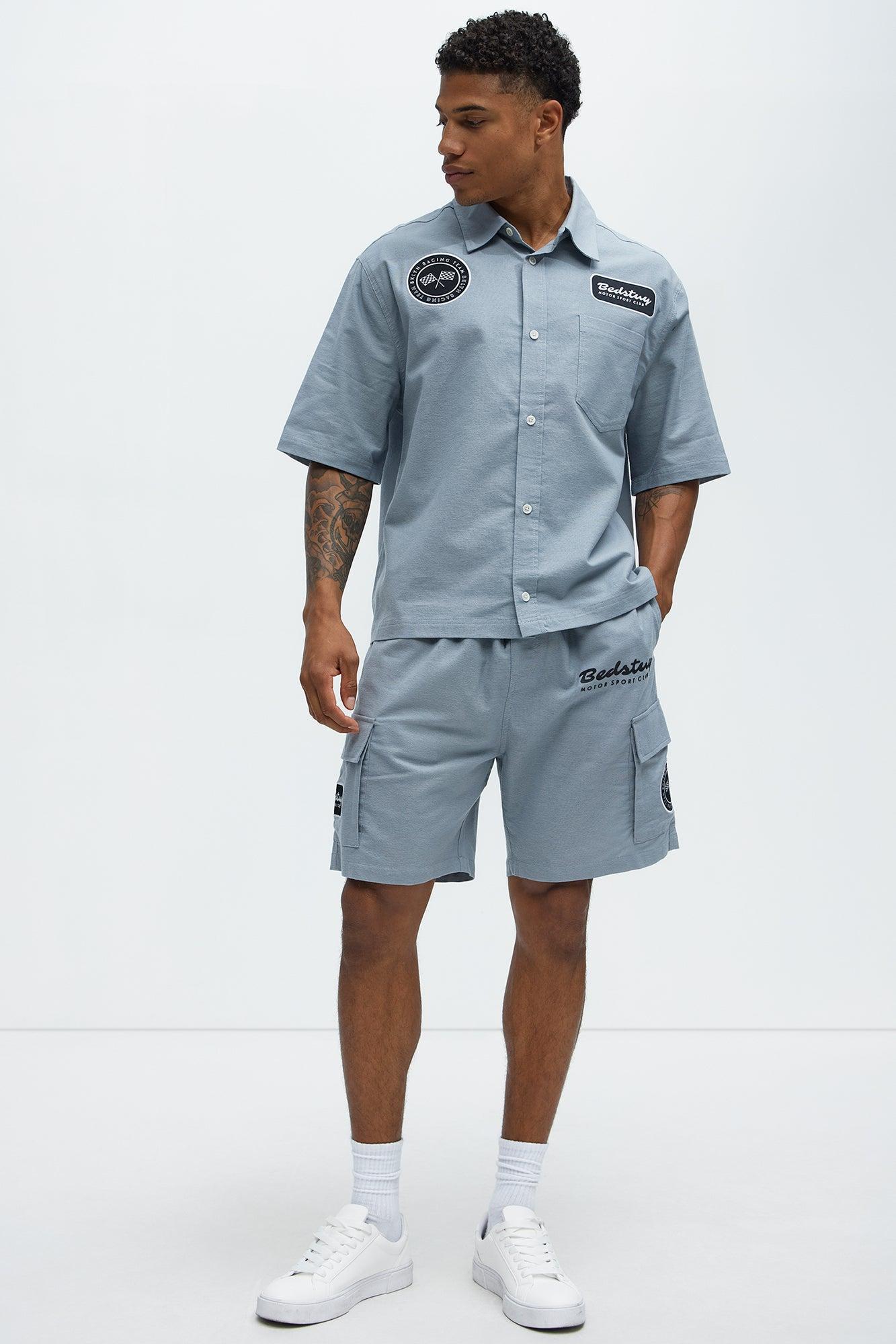 Bedstuy Patch Relaxed Shorts - Light Blue Product Image
