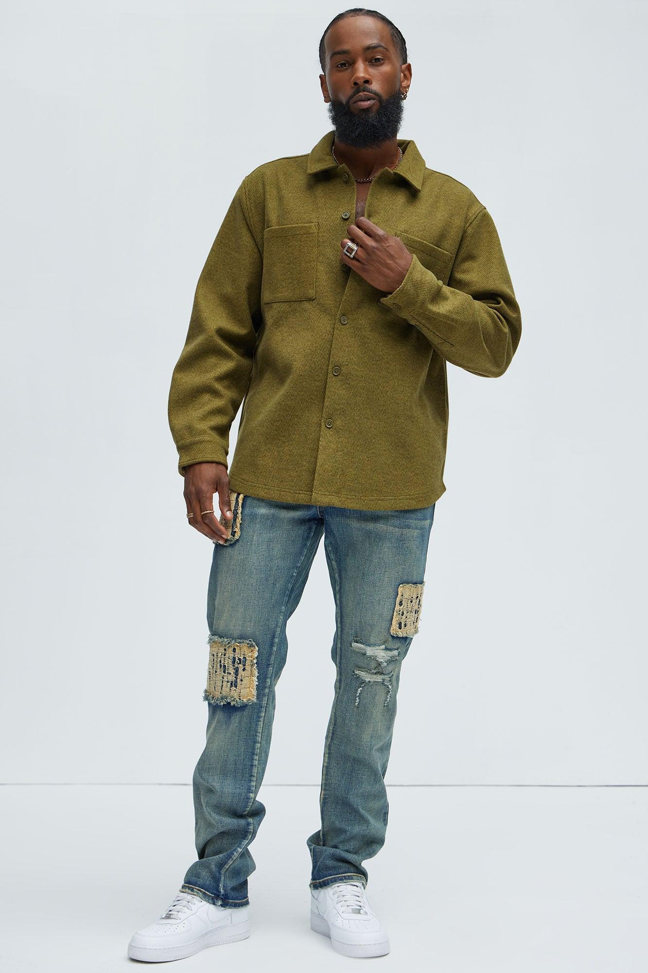 Talbot Wool Like Button Up Shirt - Olive Product Image