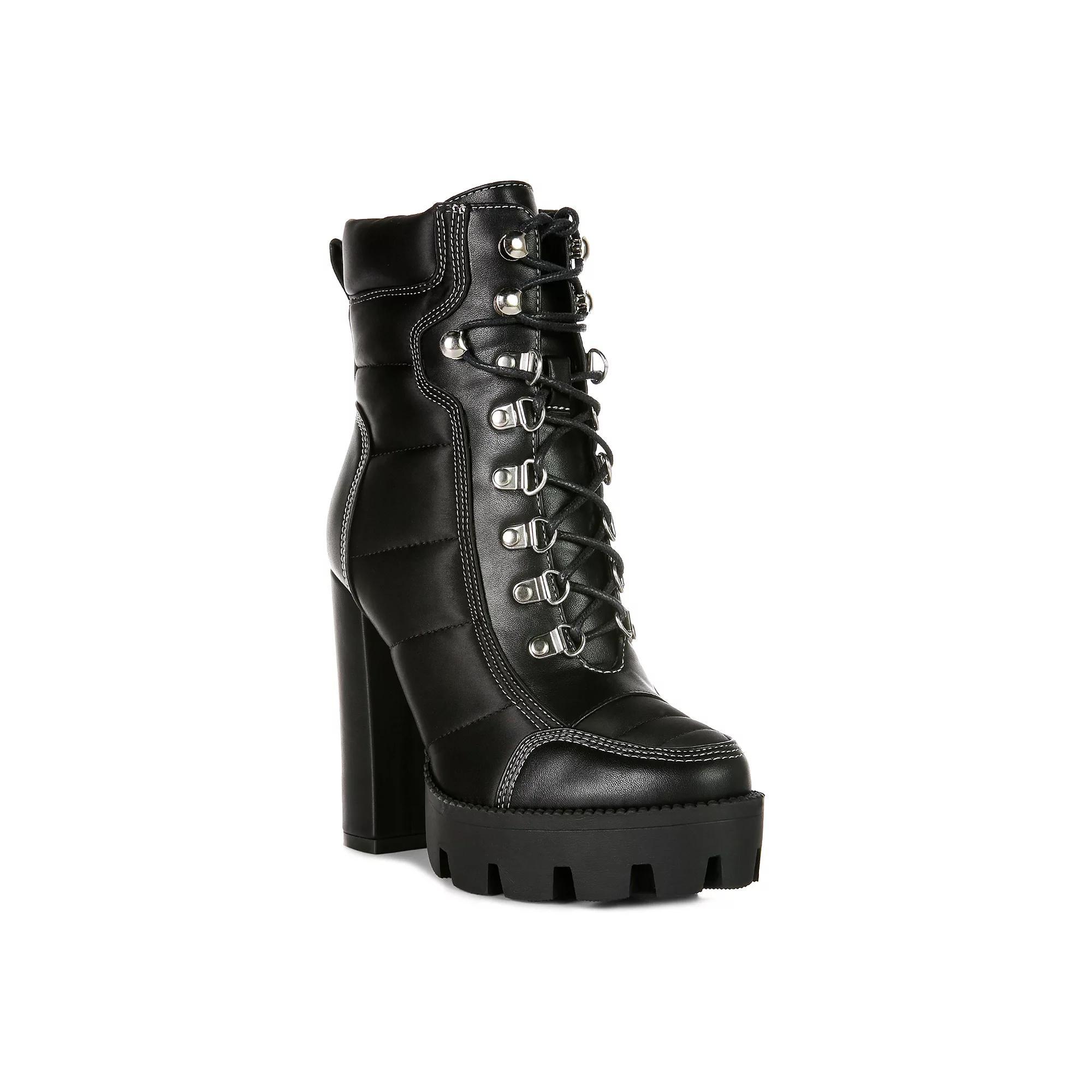 London Rag Scotch Women's Block Heel Ankle Boots, Size: 10, Black Product Image