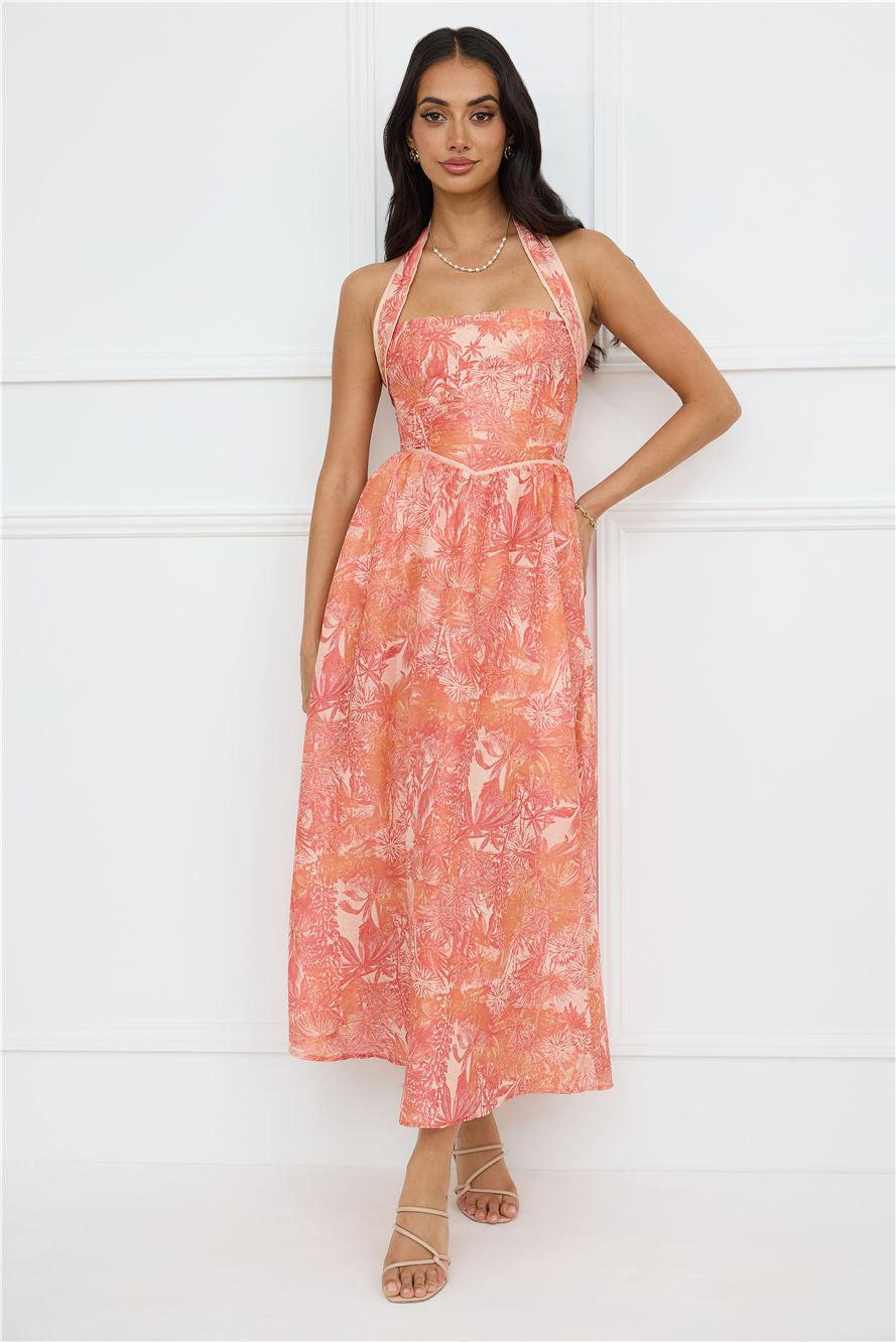Luxe Harmony Halter Maxi Dress Orange Product Image