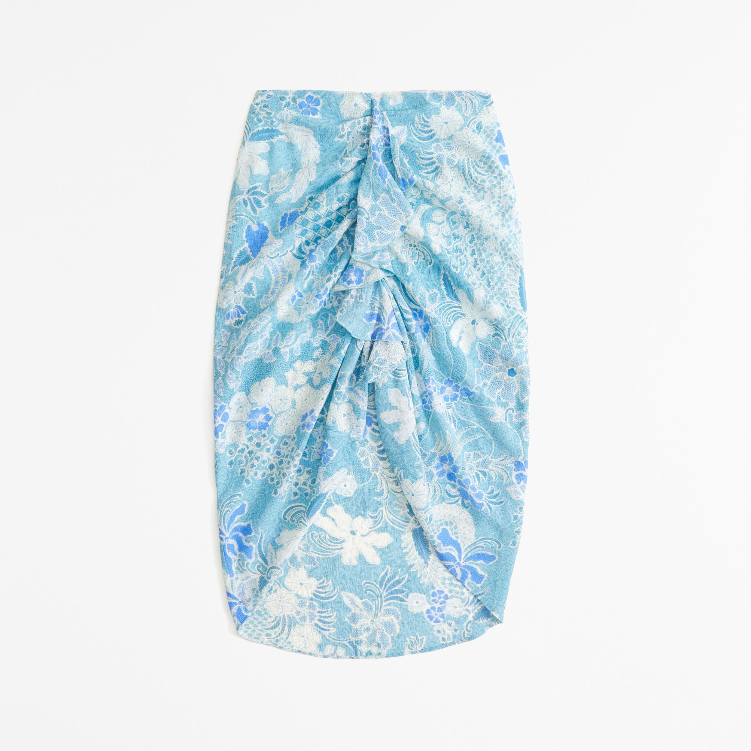 Ruched Flowy Midi Skirt Product Image