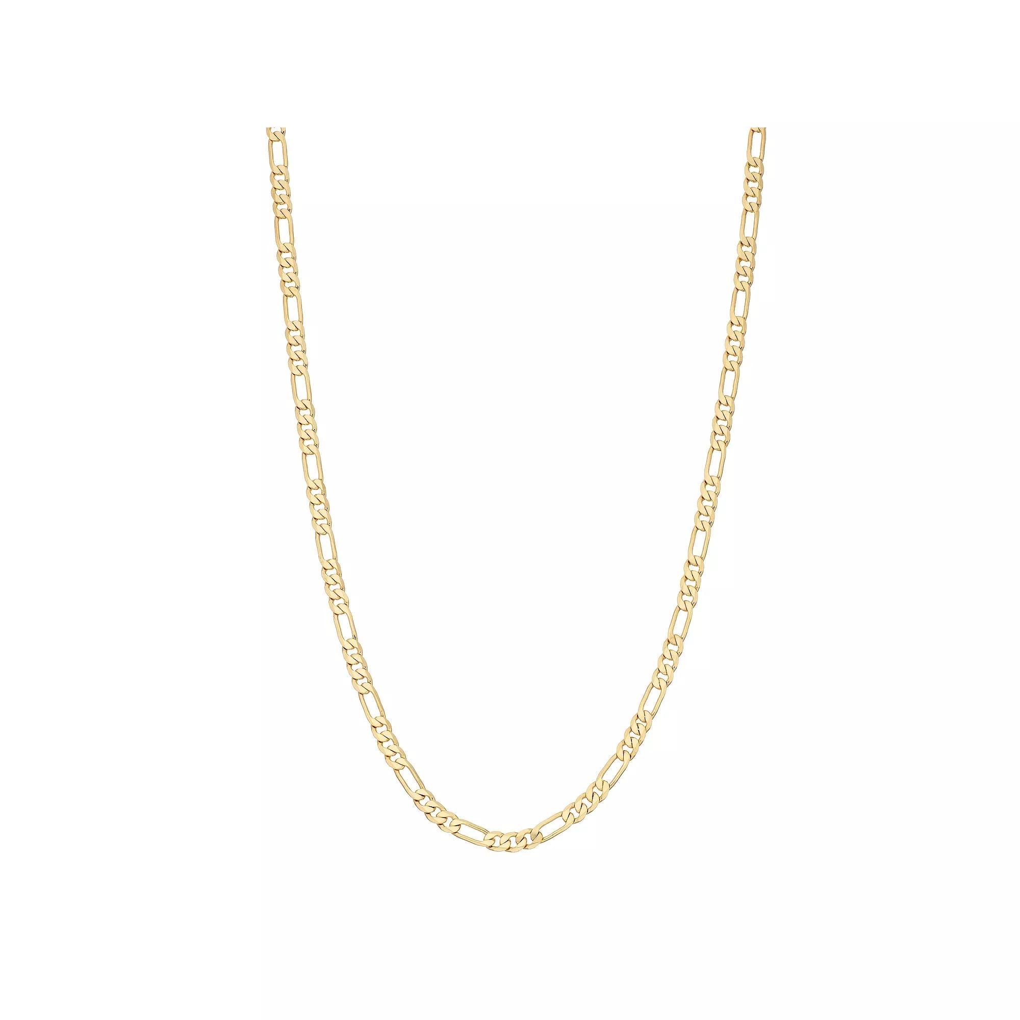 Men's 14K Gold over Brass 18" Figaro Chain Necklace, Gold Tone Product Image