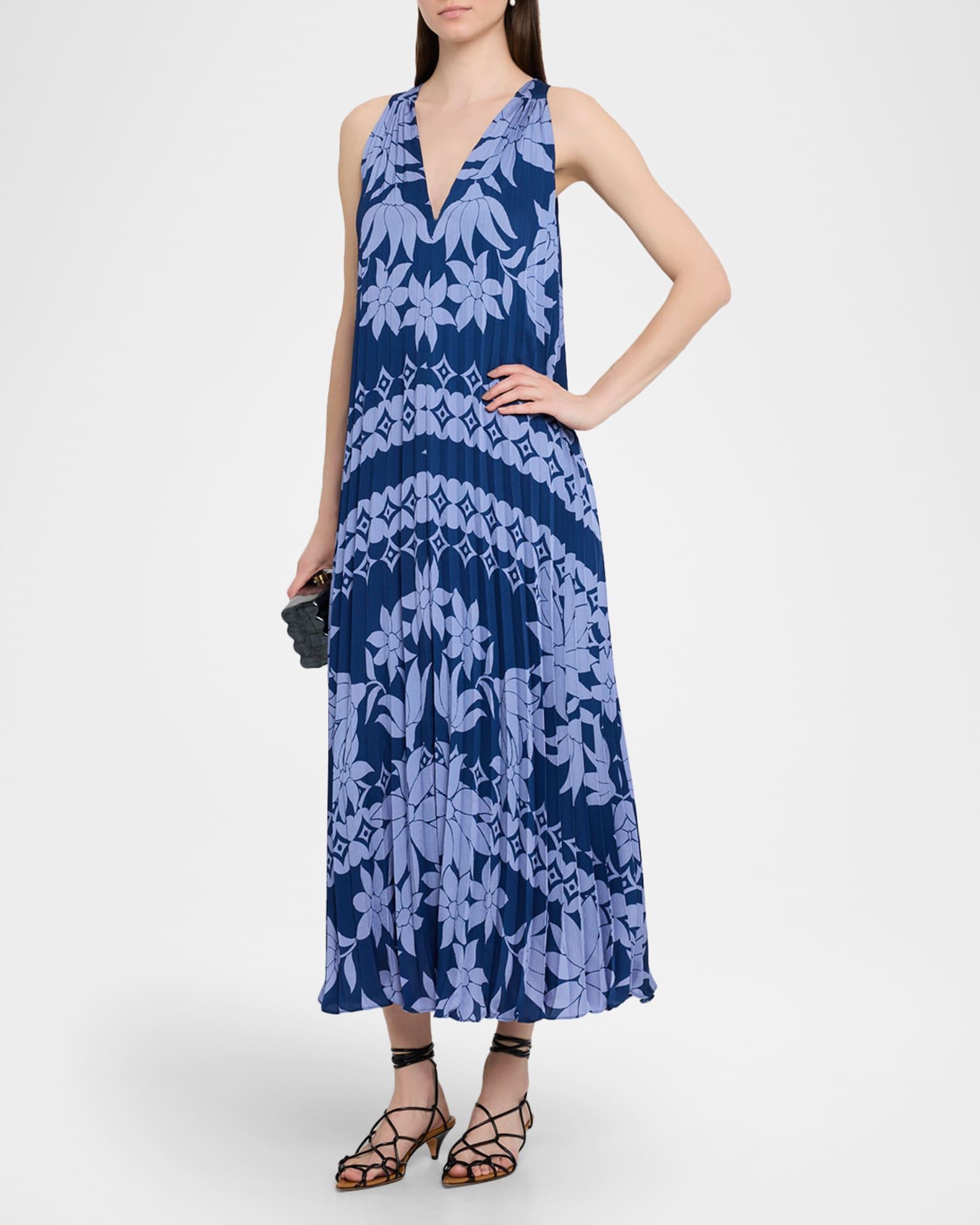 Hallie Pleated Floral-Print Halter Midi Dress Product Image