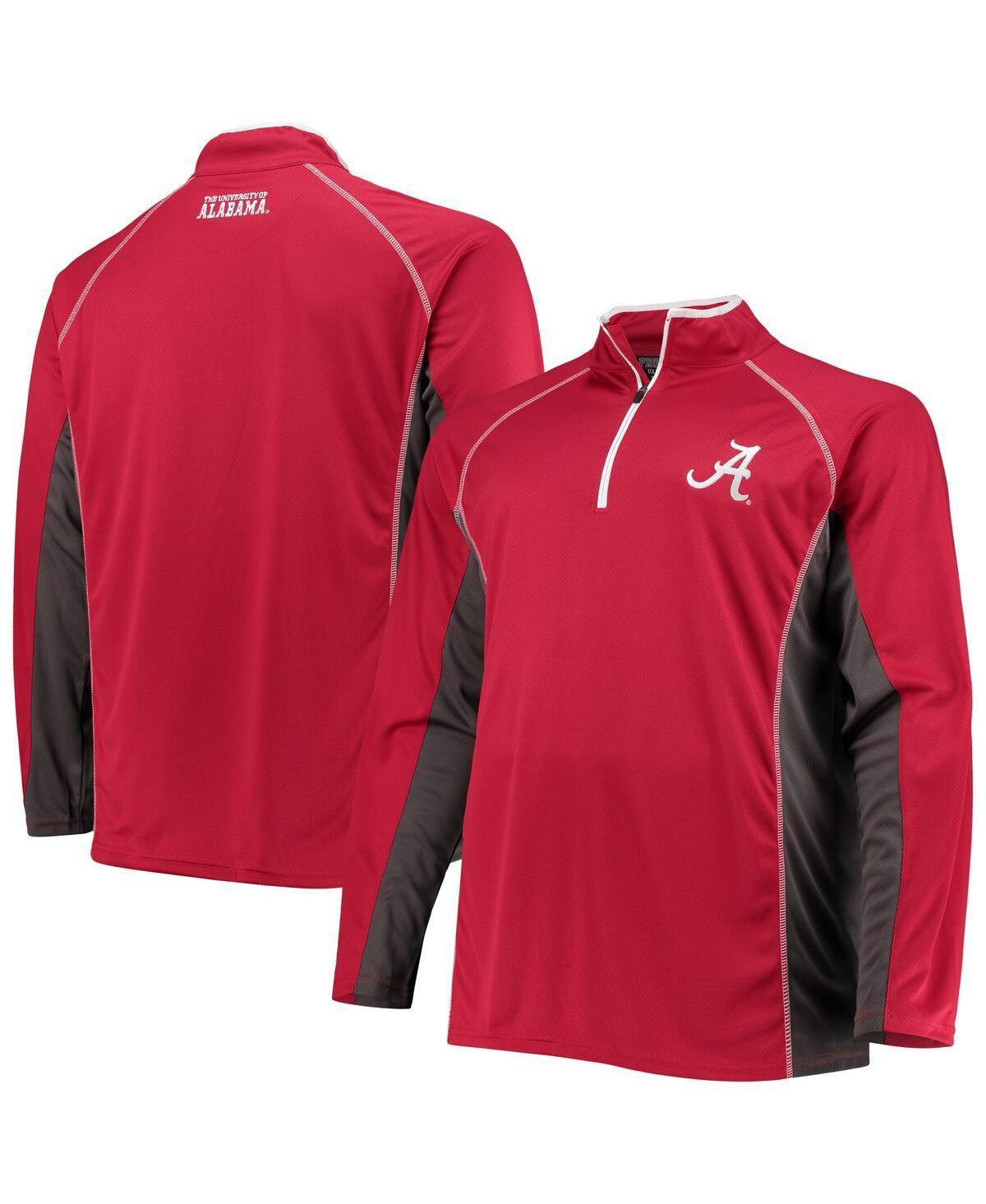 Men's Crimson Alabama Crimson Tide Big & Tall Textured Raglan Quarter-Zip Jacket, Size: 5XB Product Image