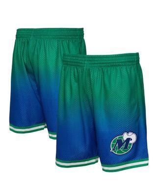 Men's Mitchell & Ness Green/Navy Dallas Mavericks 1998/99 Hardwood Classics Fadeaway Reload 3.0 Swingman Shorts, Size: Large Product Image