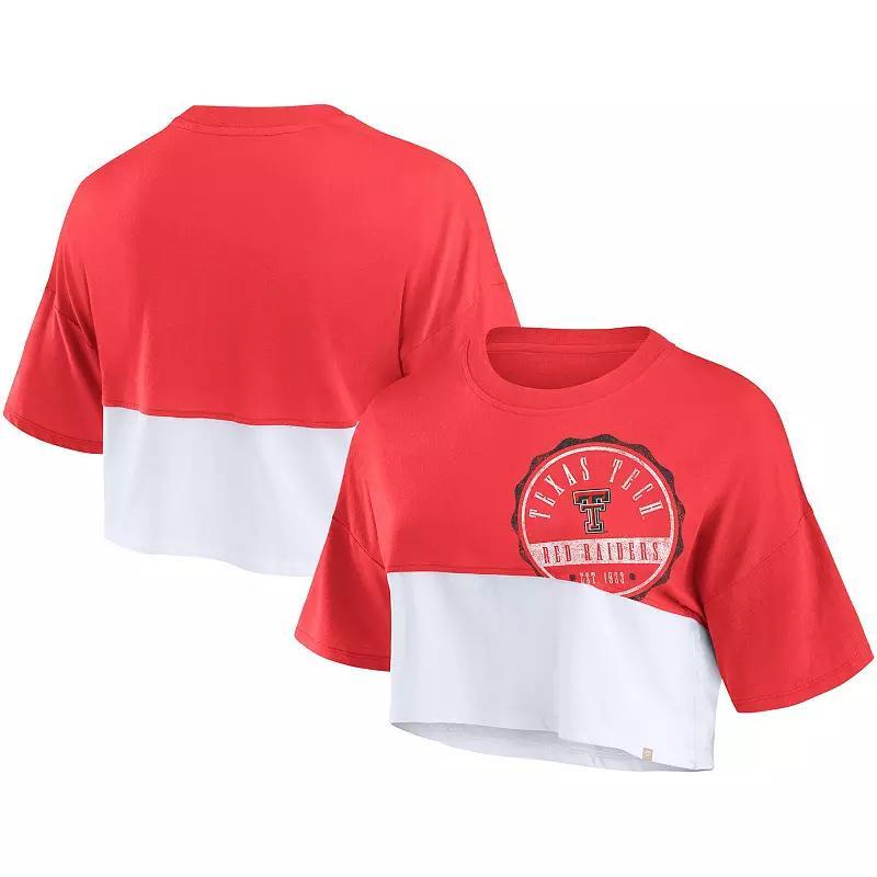 Women's Fanatics Branded Green/White Miami Hurricanes Oversized Badge Colorblock Cropped T-Shirt, Size: Large Product Image