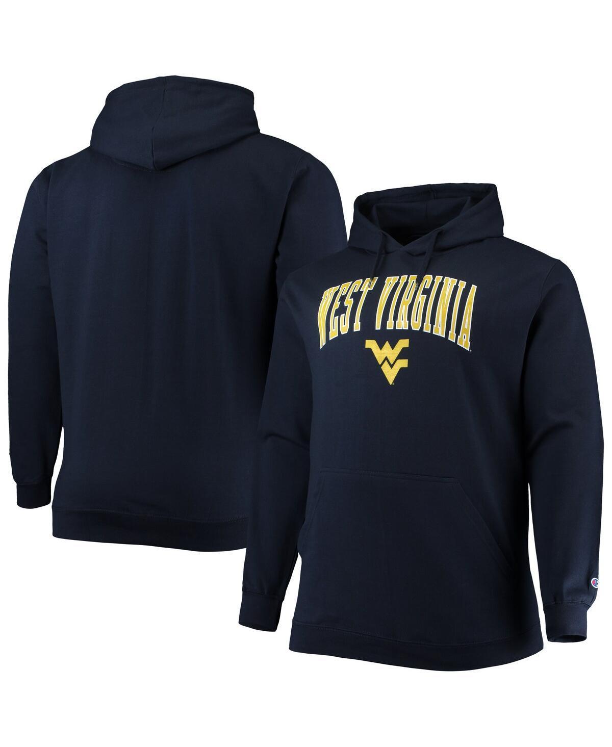 Men's Champion Navy West Virginia Mountaineers Big & Tall Arch Over Logo Powerblend Pullover Hoodie, Size: 2XLT, Blue Product Image