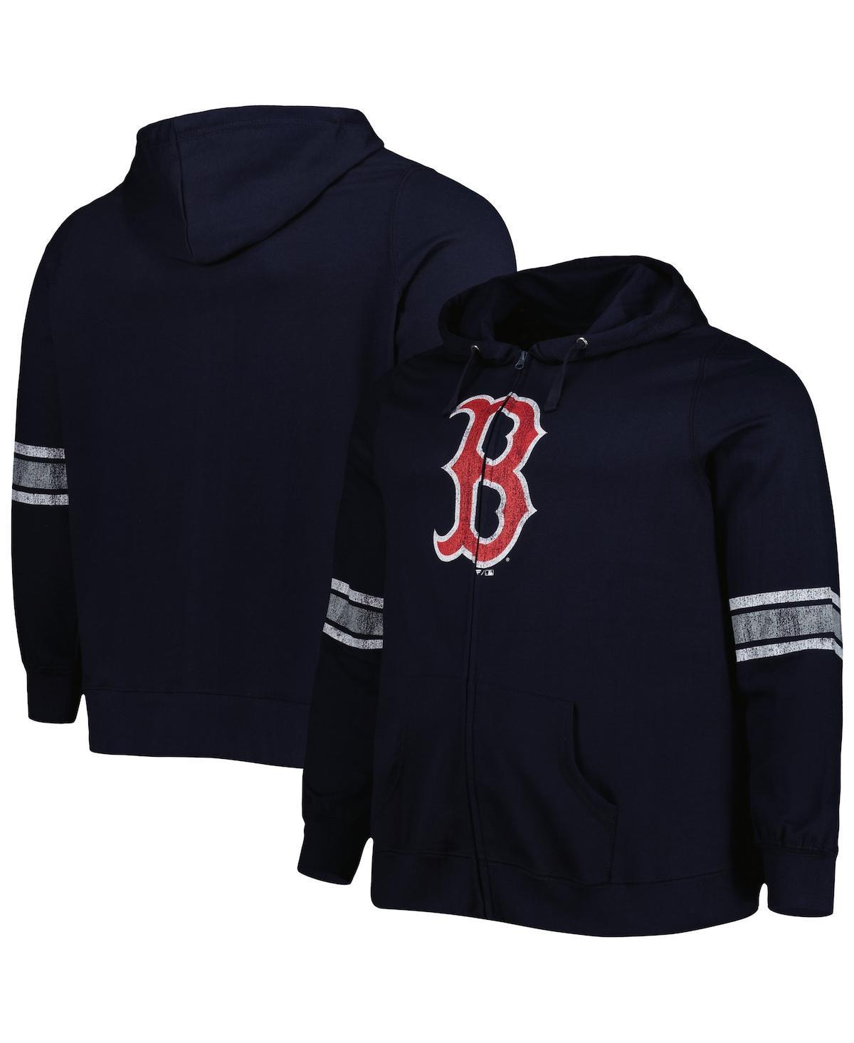 Womens /Heather Gray Boston Red Sox Plus Size Front Logo Full-Zip Hoodie Blue Product Image