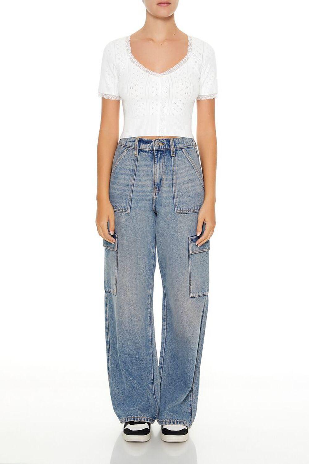 Pointelle Sweater-Knit Tee | Forever 21 Product Image