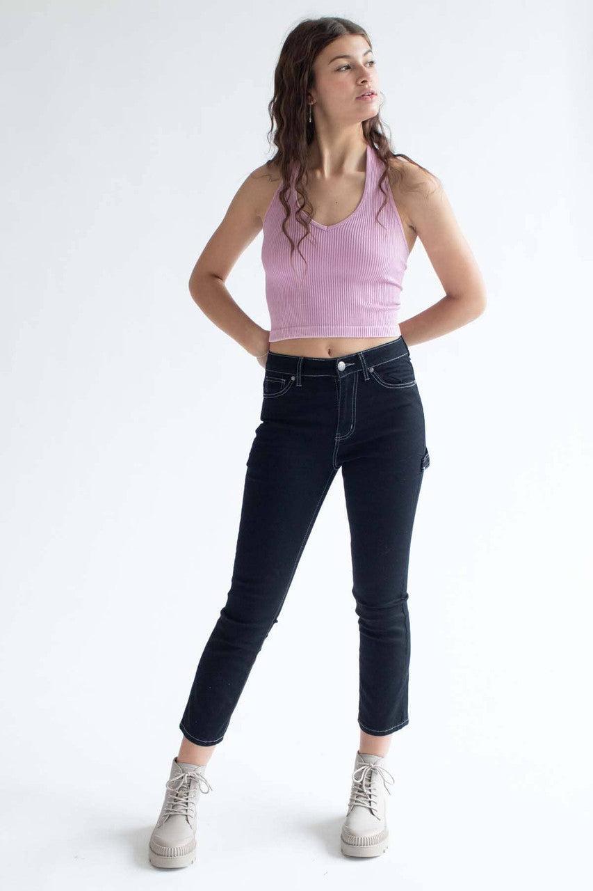 Pink Washed Seamless Halter Top Product Image